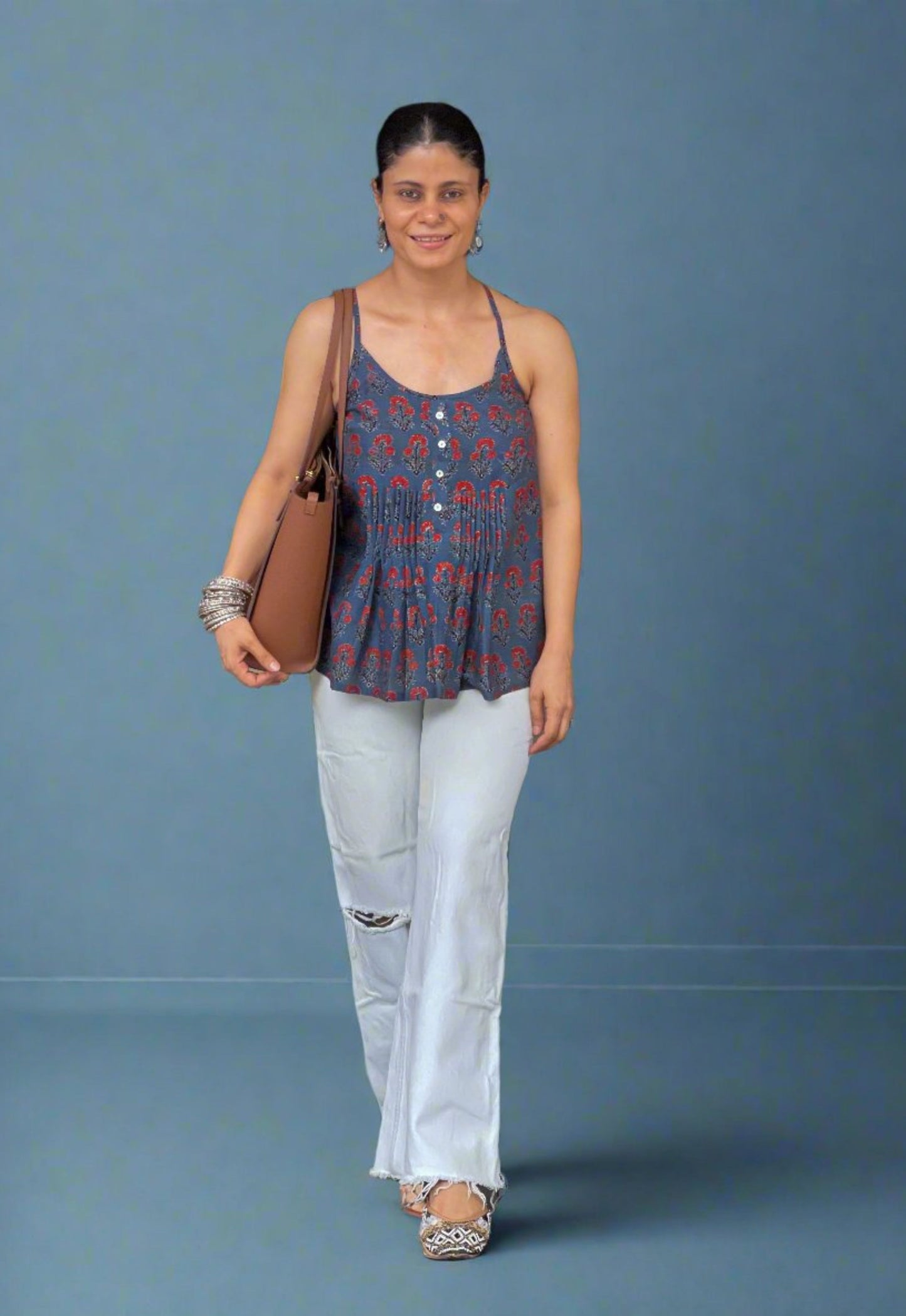 Handblock Printed Ajrakh Top