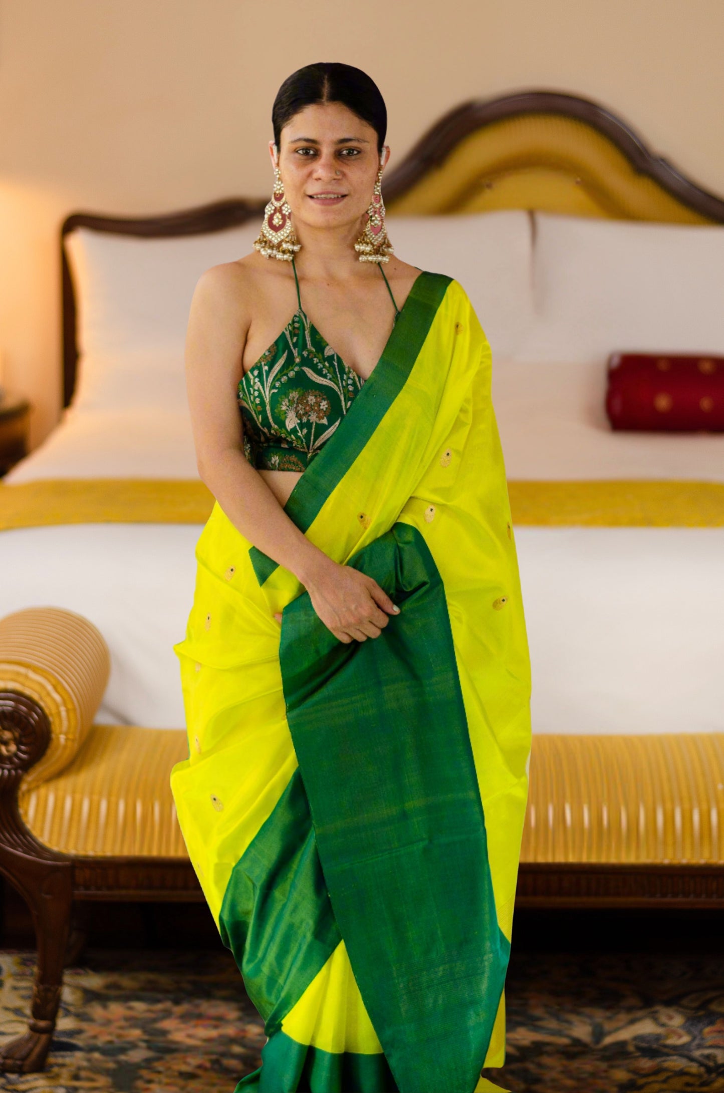 Handloom Chanderi Pattu Silk Saree with motifs