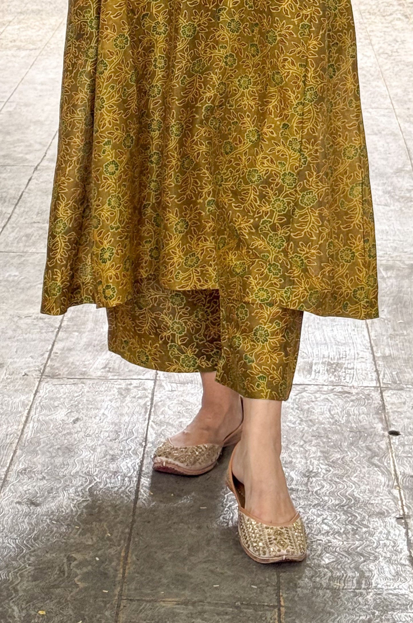 Handblock Printed Natural Dyed Ajrakh Chanderi Silk Pant