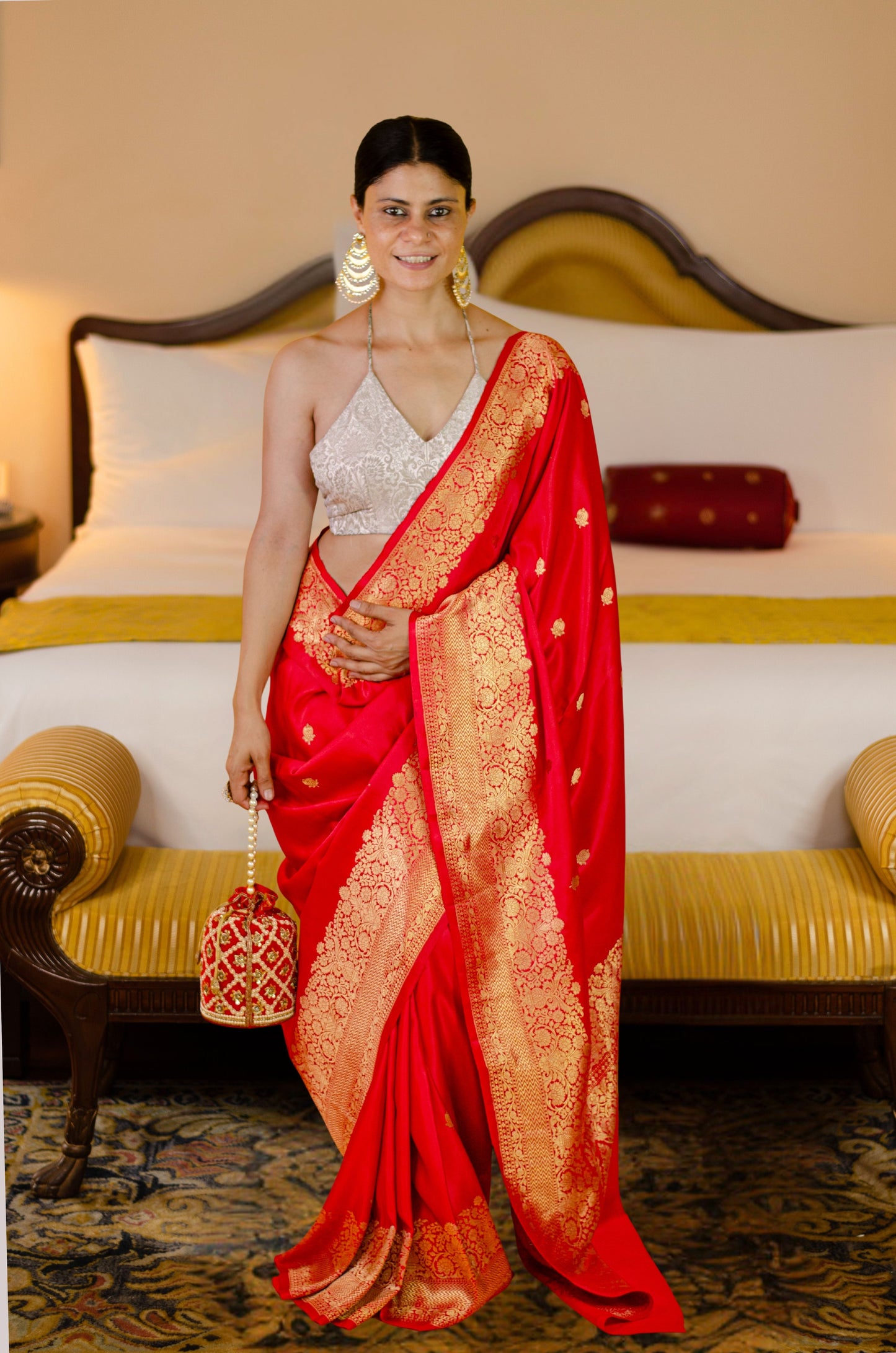 Handloom Kadwa Mulberry Silk Banarasi Saree