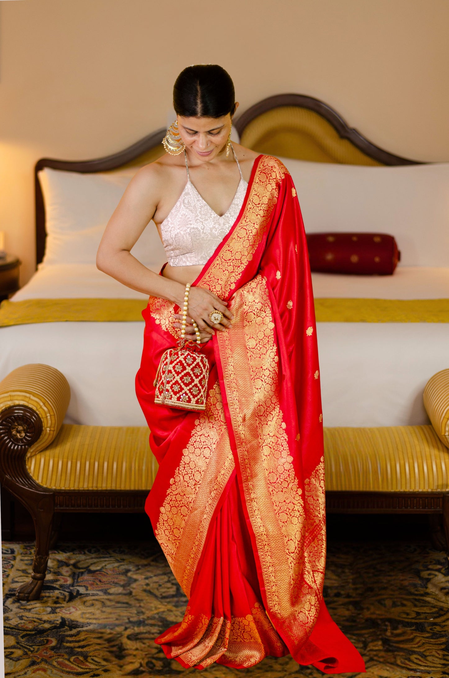 Handloom Kadwa Mulberry Silk Banarasi Saree