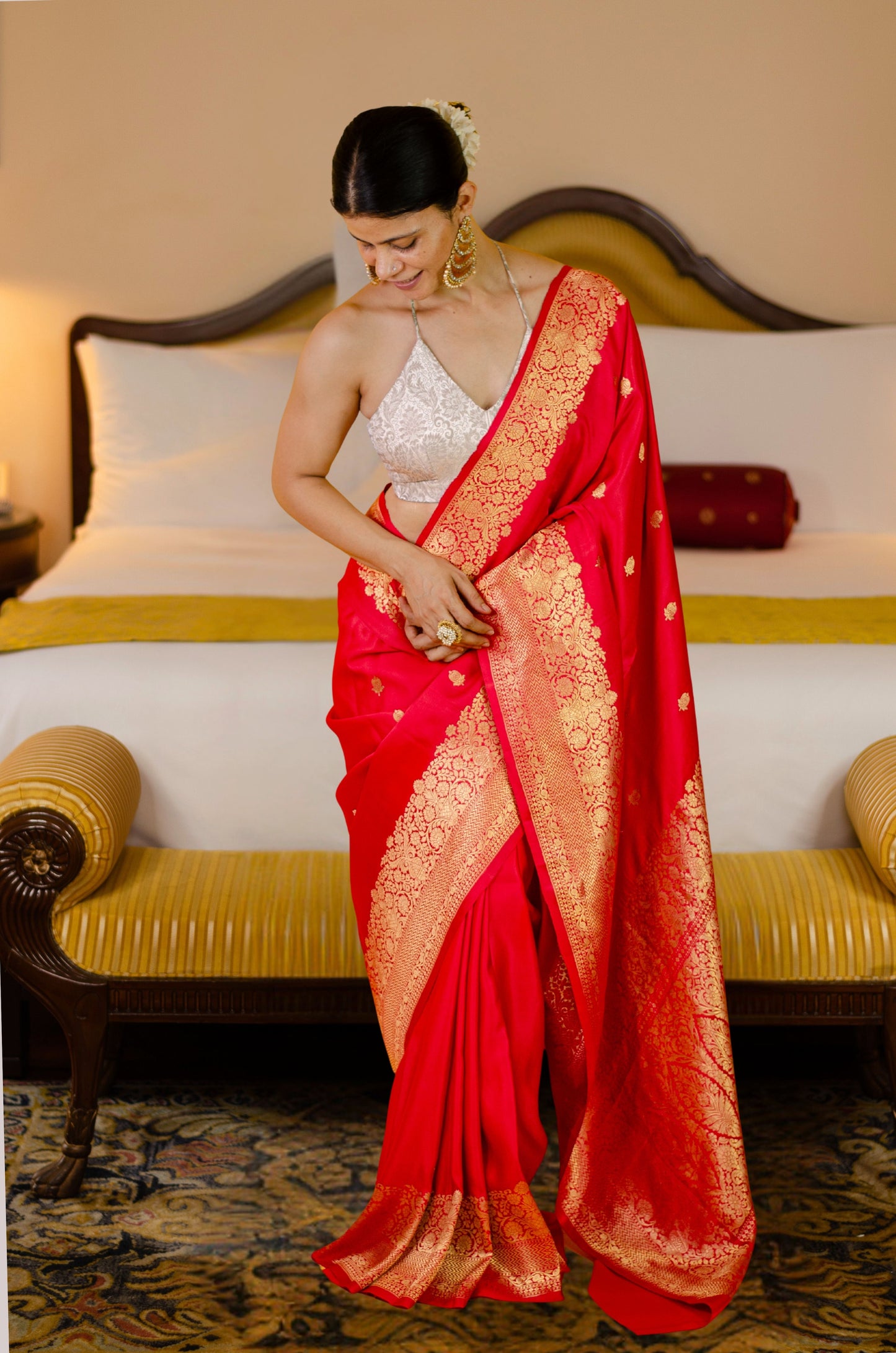 Handloom Kadwa Mulberry Silk Banarasi Saree