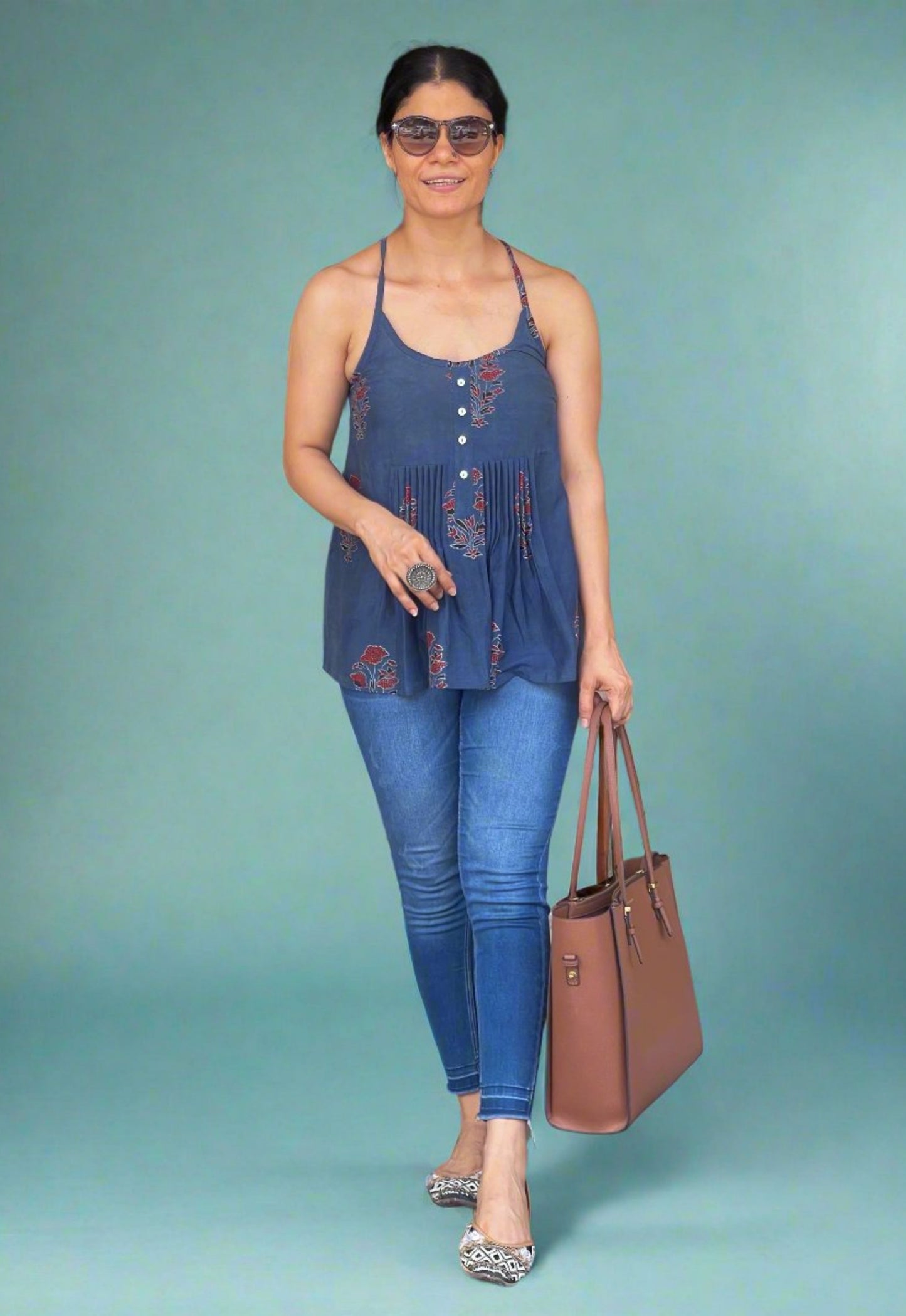 Handblock Printed Ajrakh Top