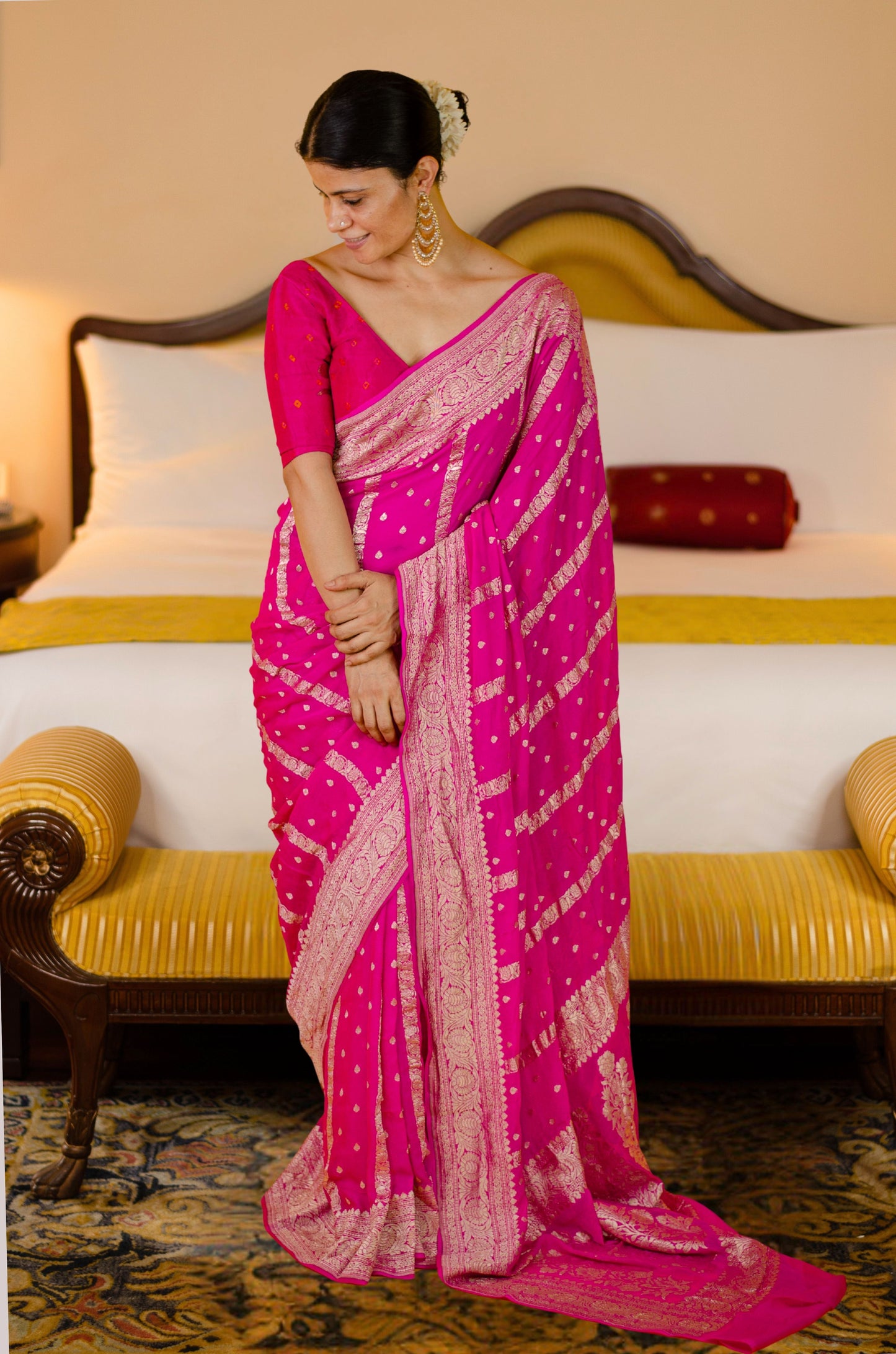 Handloom Kadwa Chiffon Banarasi Silk Saree