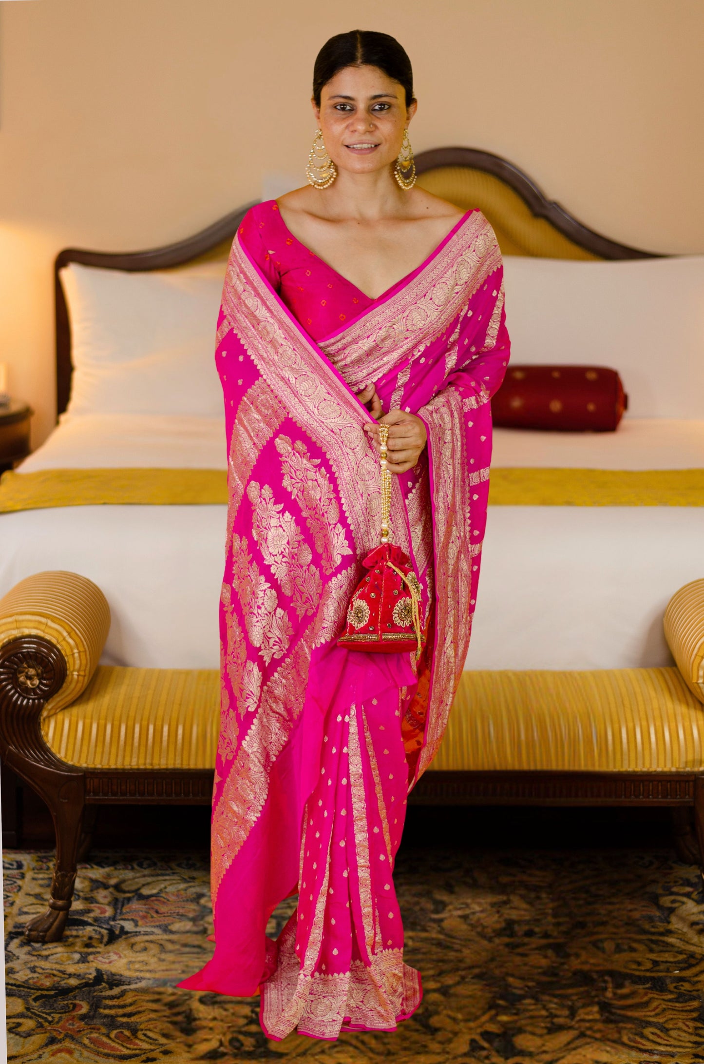 Handloom Kadwa Chiffon Banarasi Silk Saree