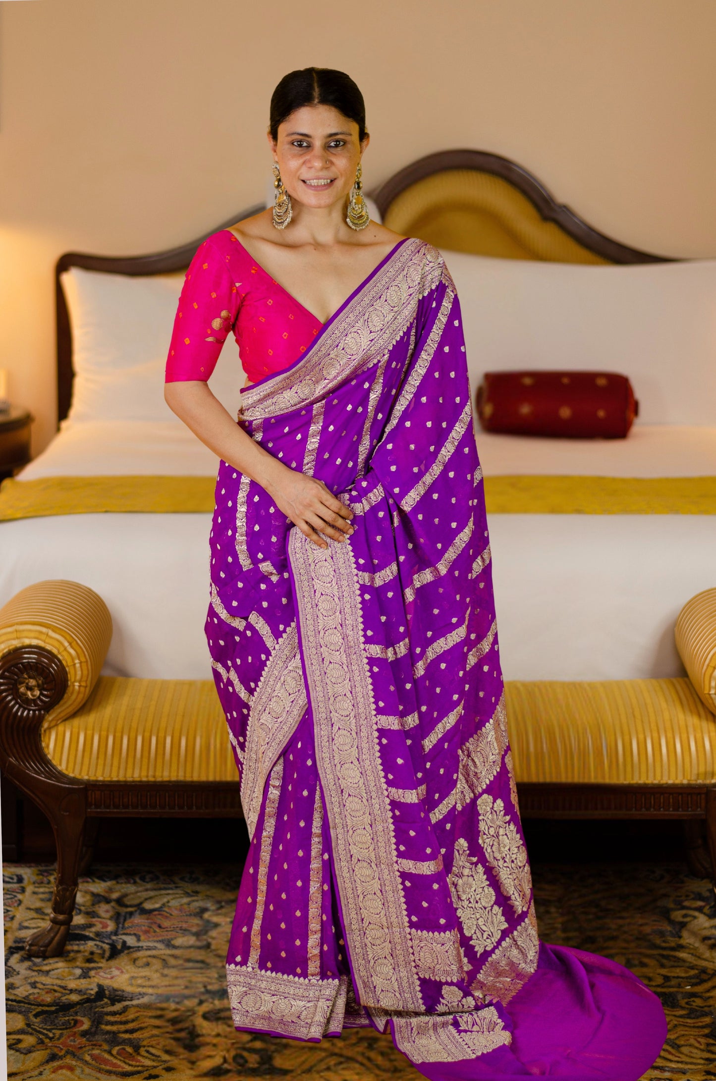 Handloom Kadwa Chiffon Banarasi Silk Saree