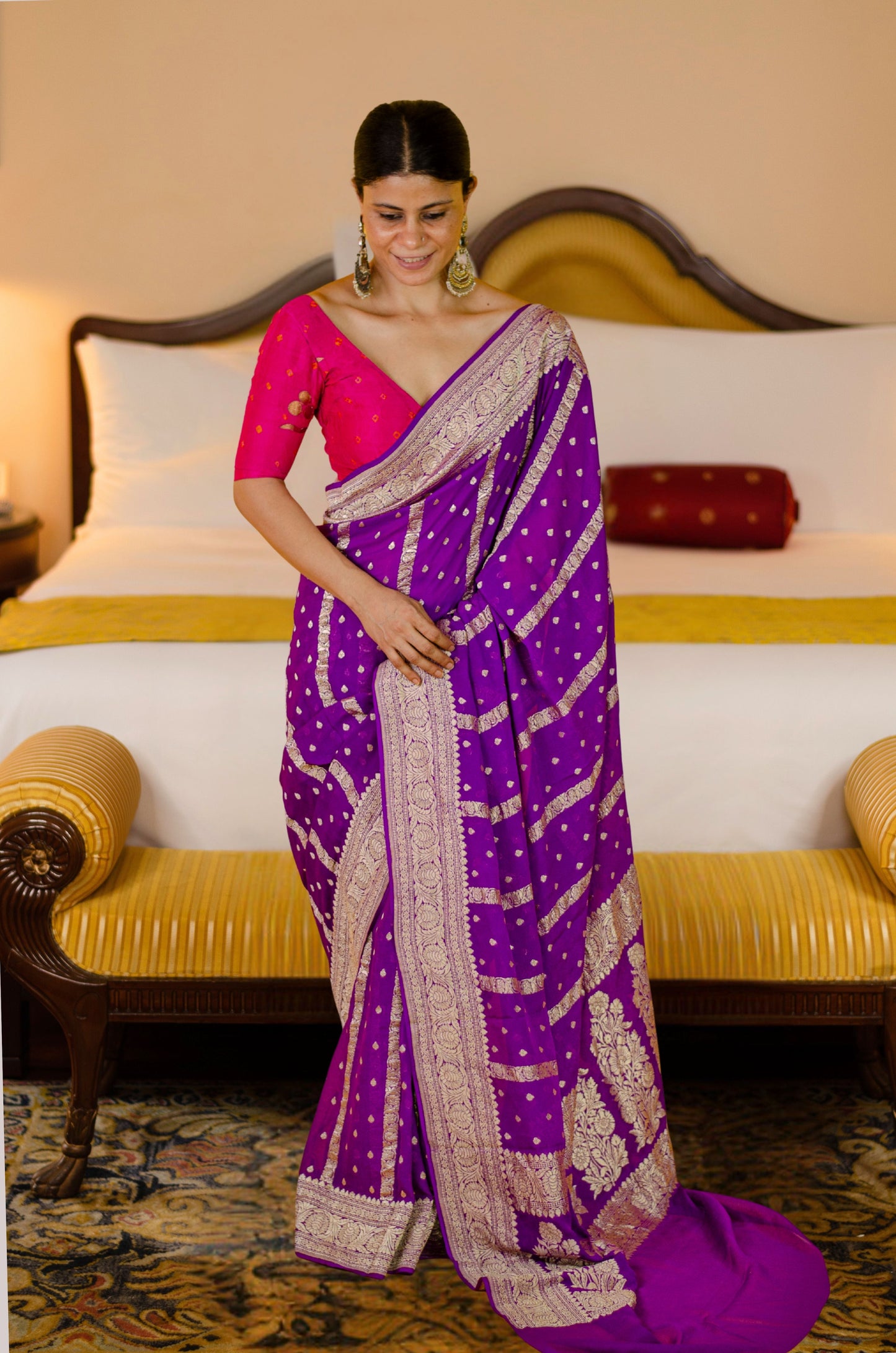 Handloom Kadwa Chiffon Banarasi Silk Saree