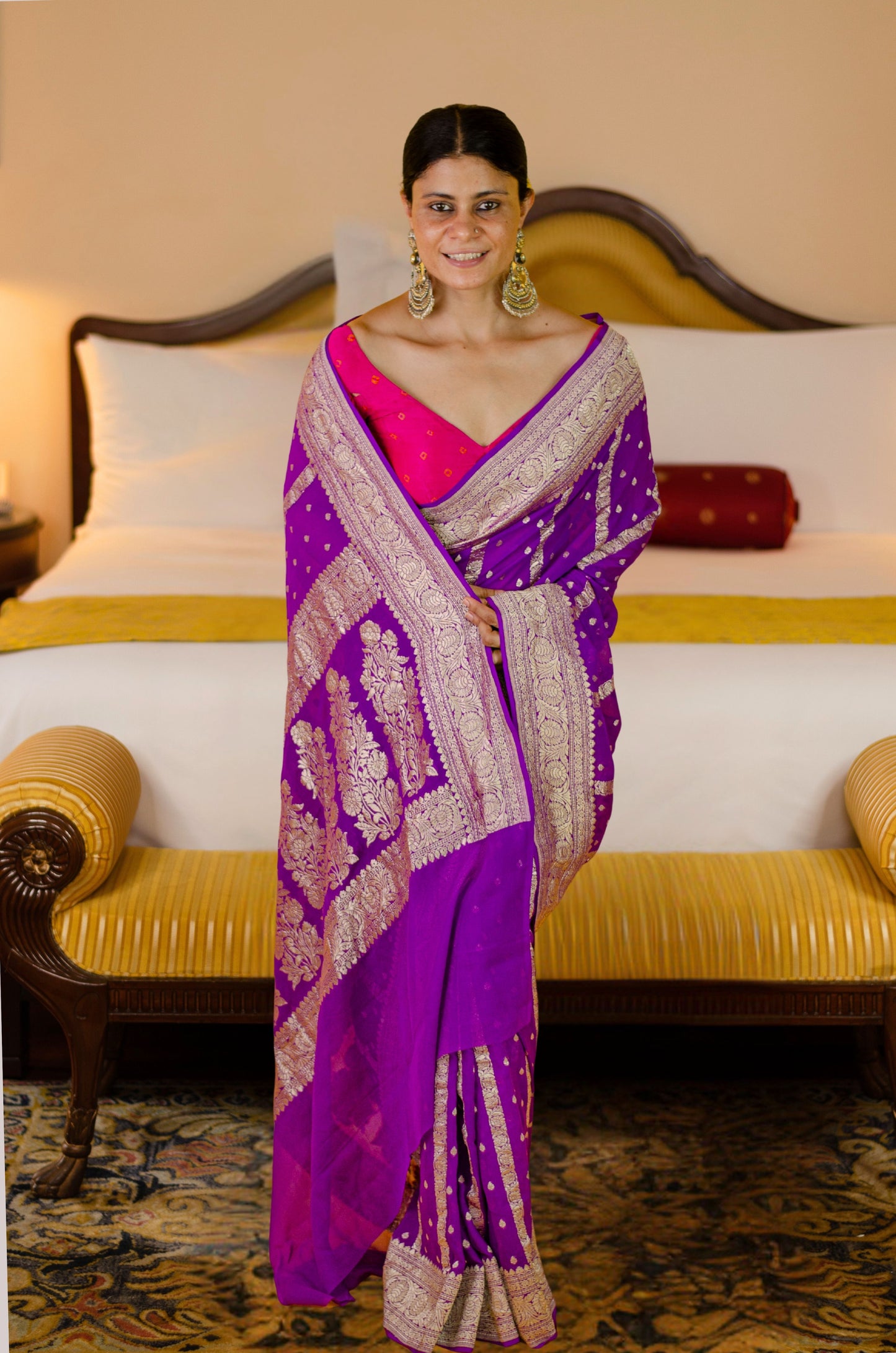 Handloom Kadwa Chiffon Banarasi Silk Saree