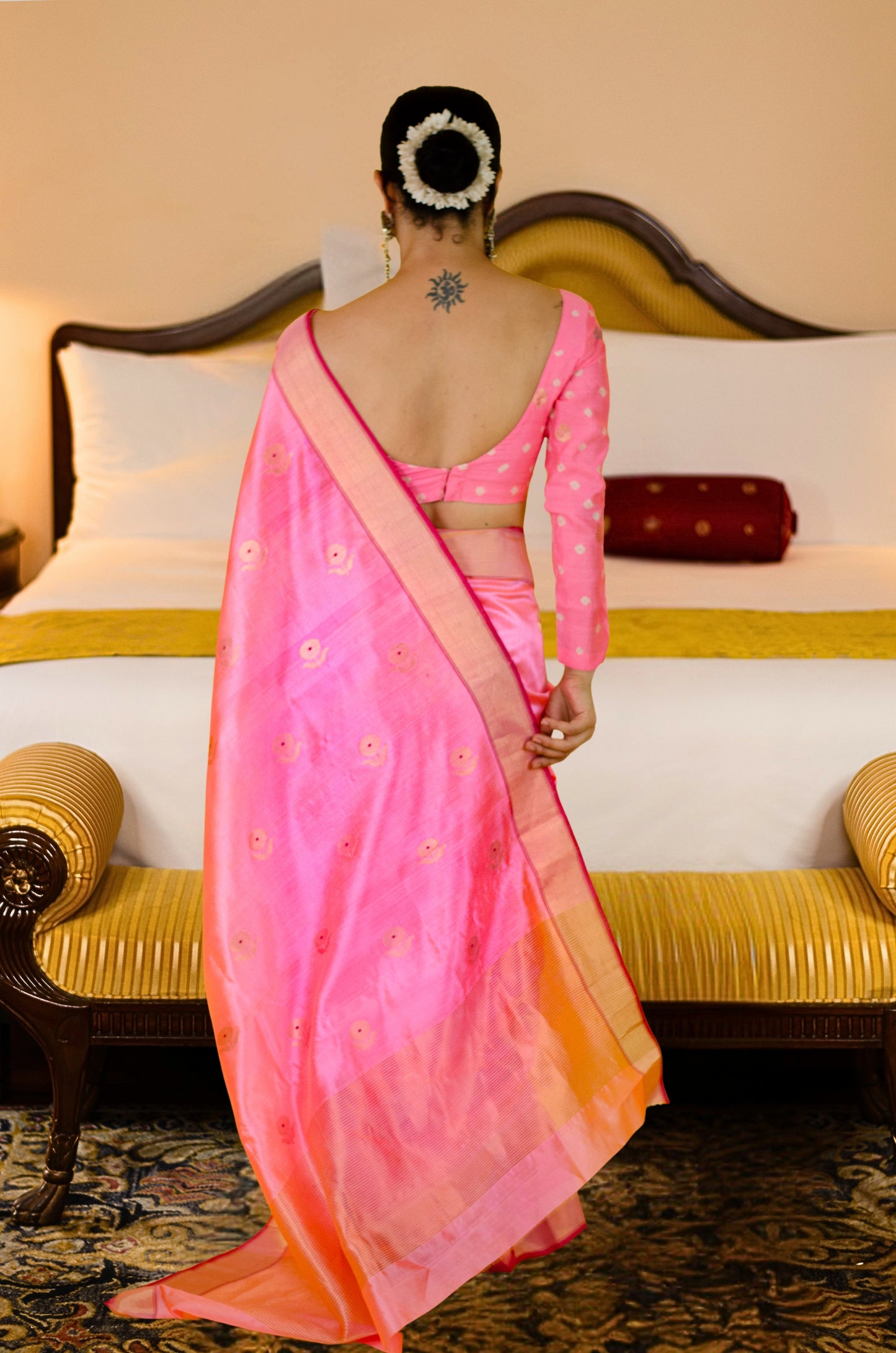 Handloom Chanderi Silk Saree With Zari Silk Border