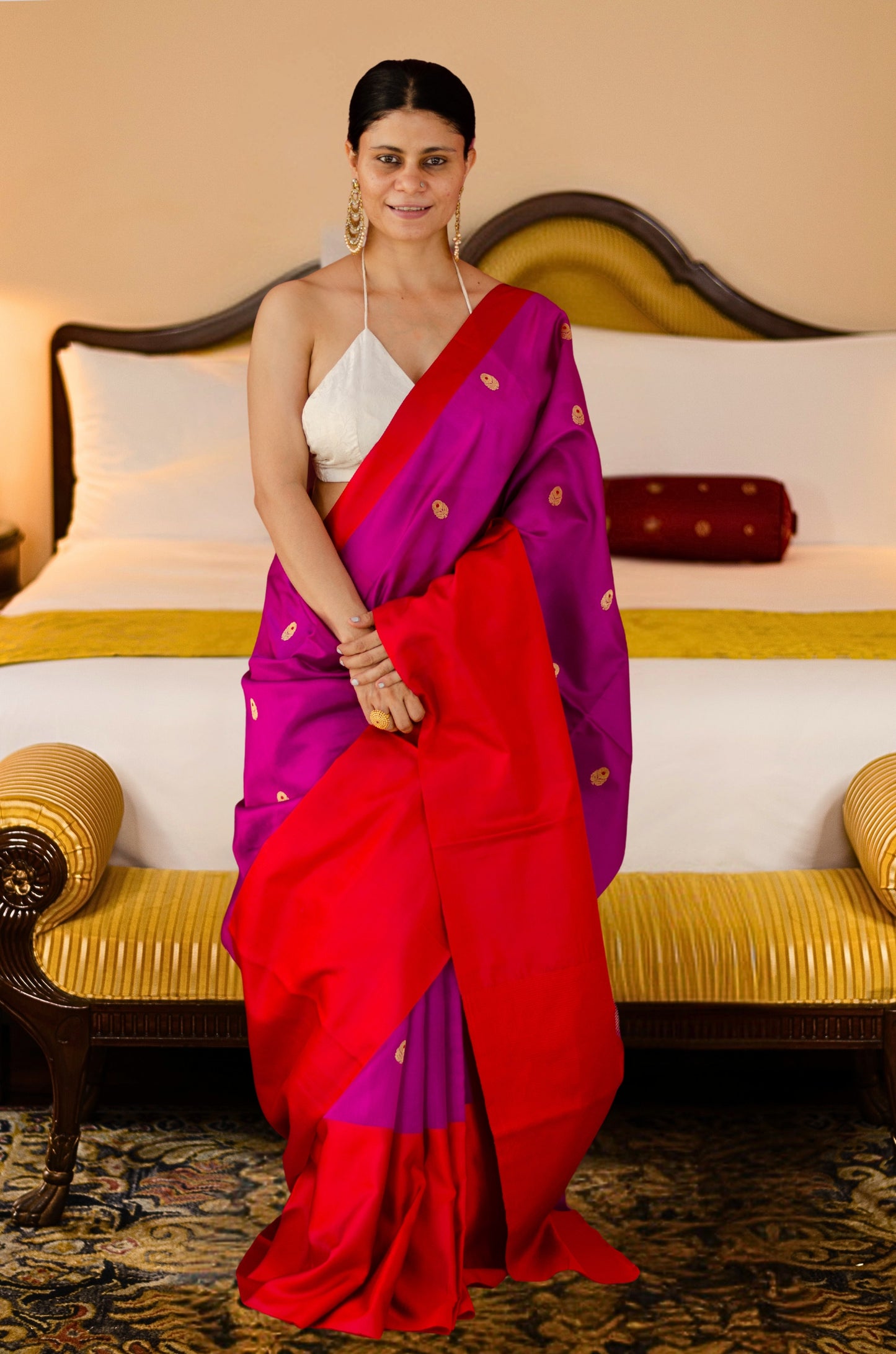 Handloom Chanderi Pattu Silk Saree with motifs