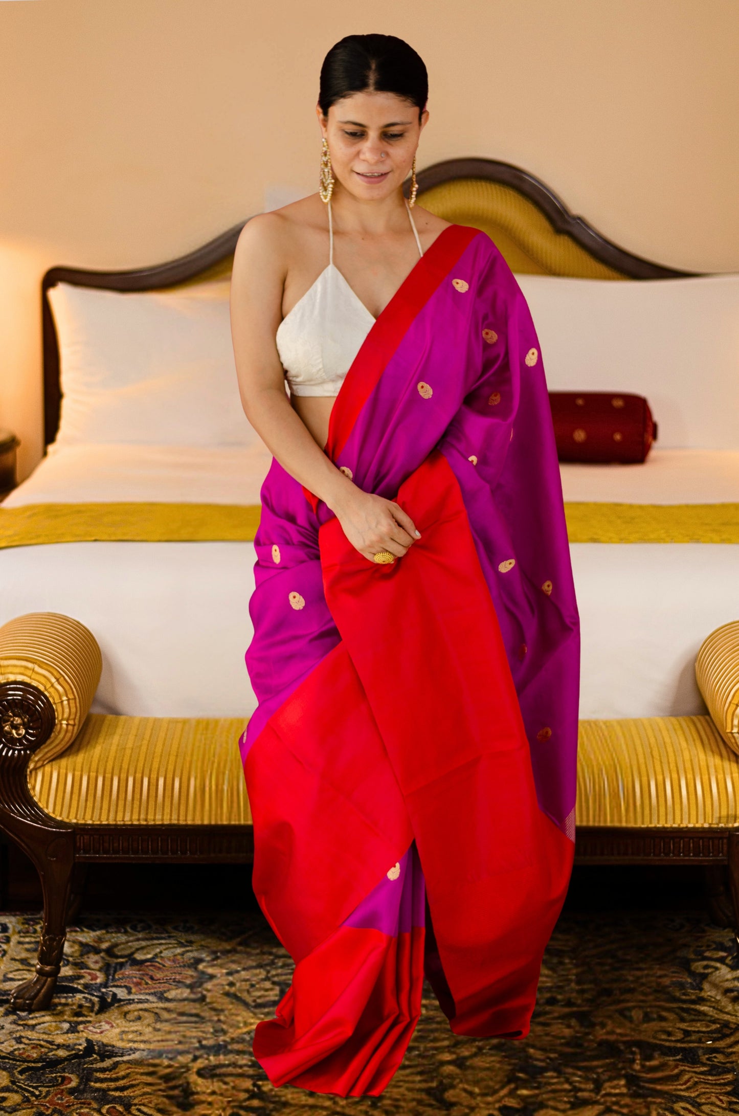 Handloom Chanderi Pattu Silk Saree with motifs