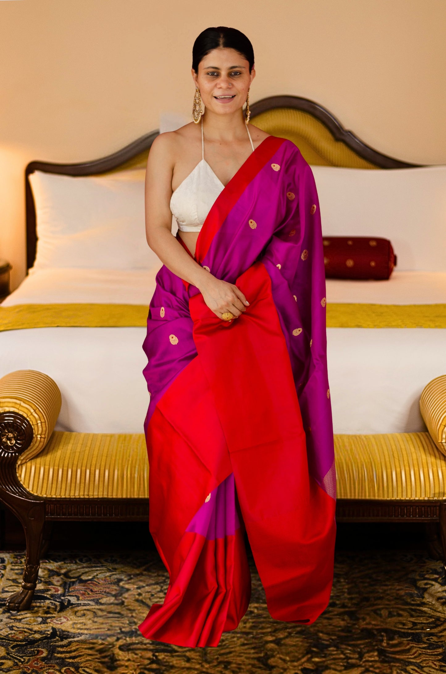 Handloom Chanderi Pattu Silk Saree with motifs