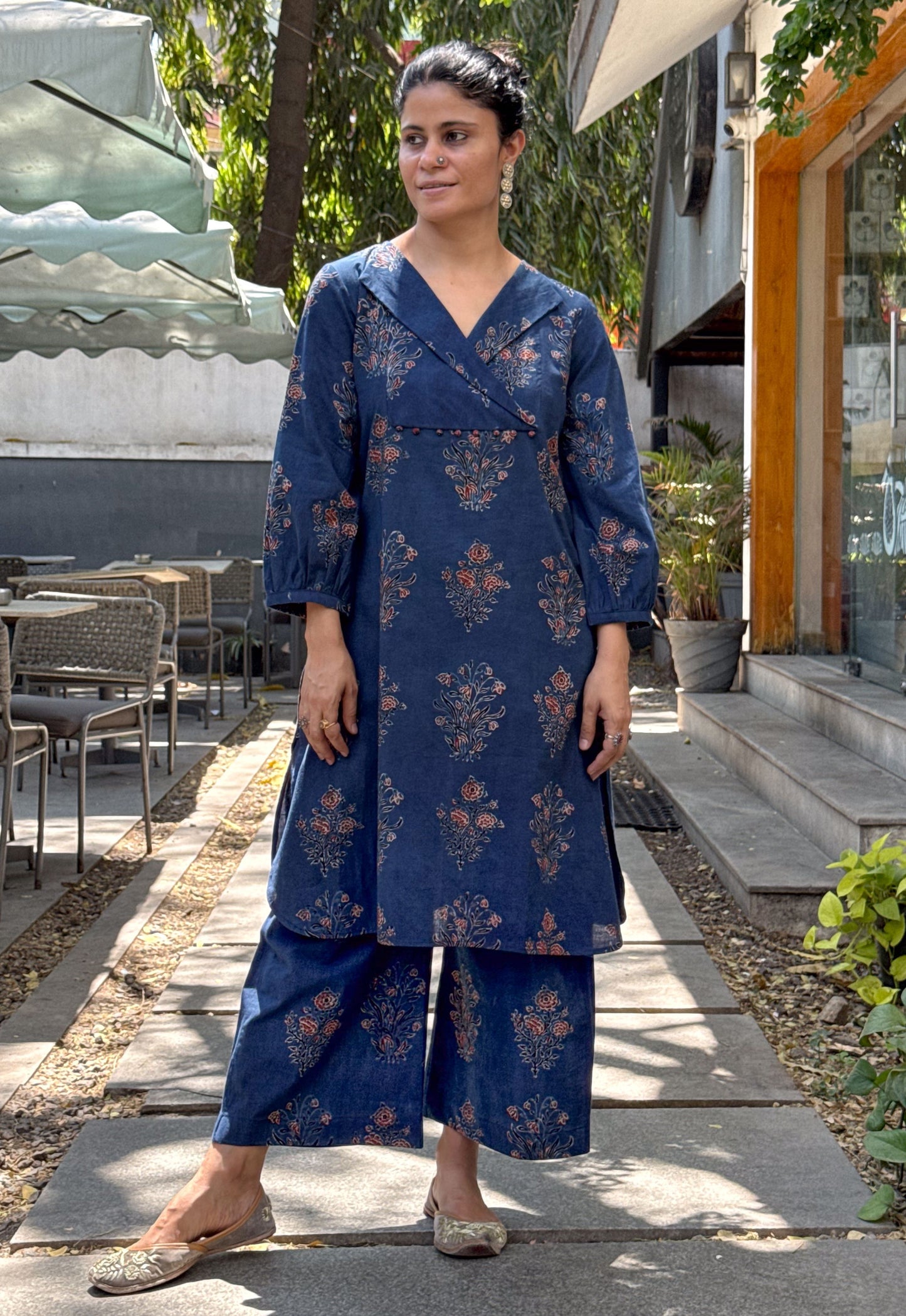 Handblock Printed Natural Dyed Ajrakh Cotton Pant