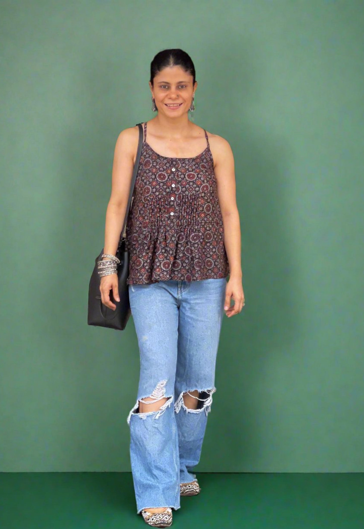 Handblock Printed Ajrakh Top