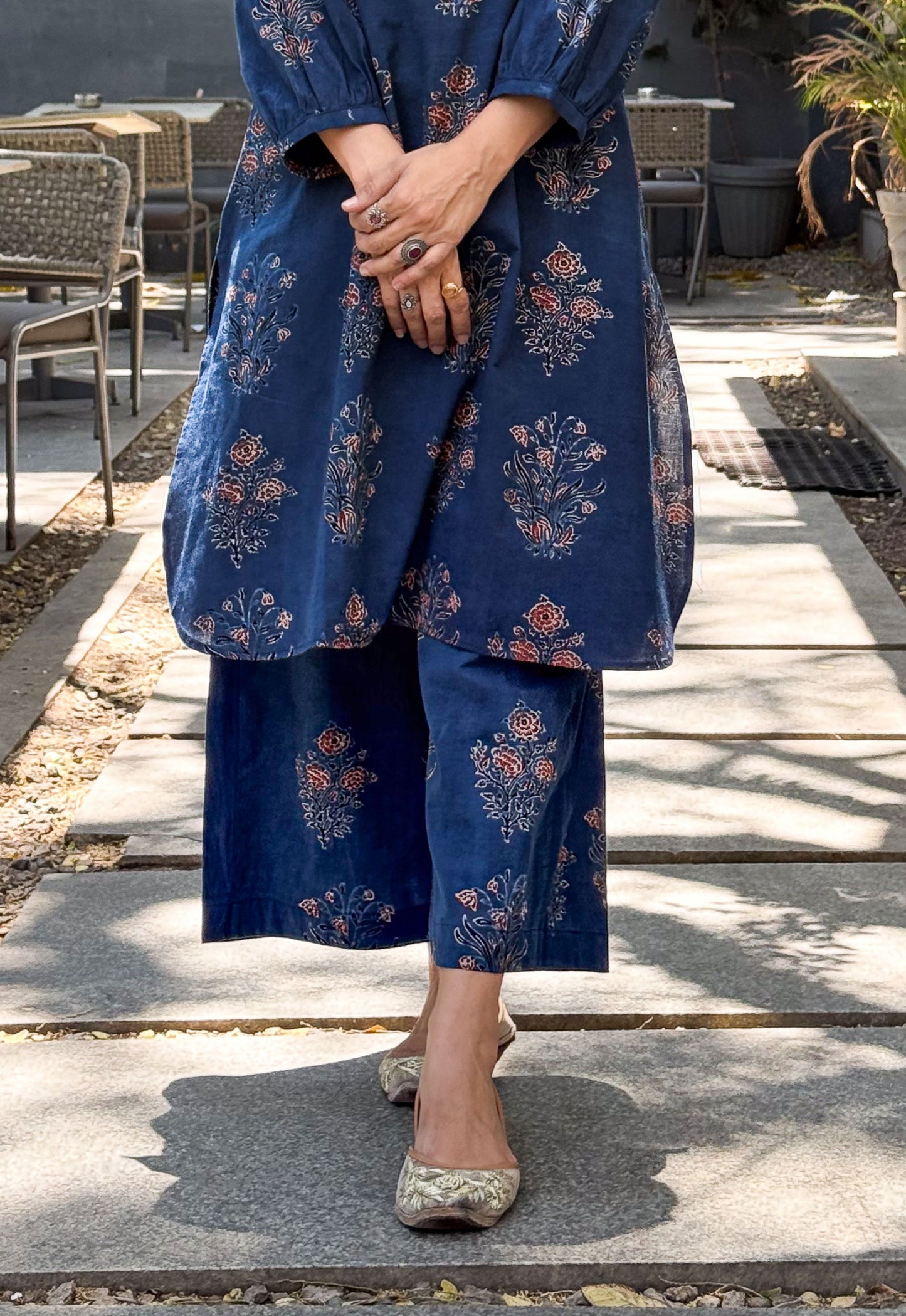 Handblock Printed Natural Dyed Ajrakh Cotton Pant