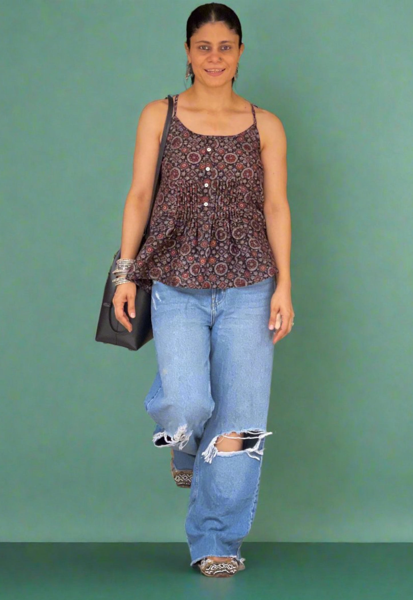 Handblock Printed Ajrakh Top