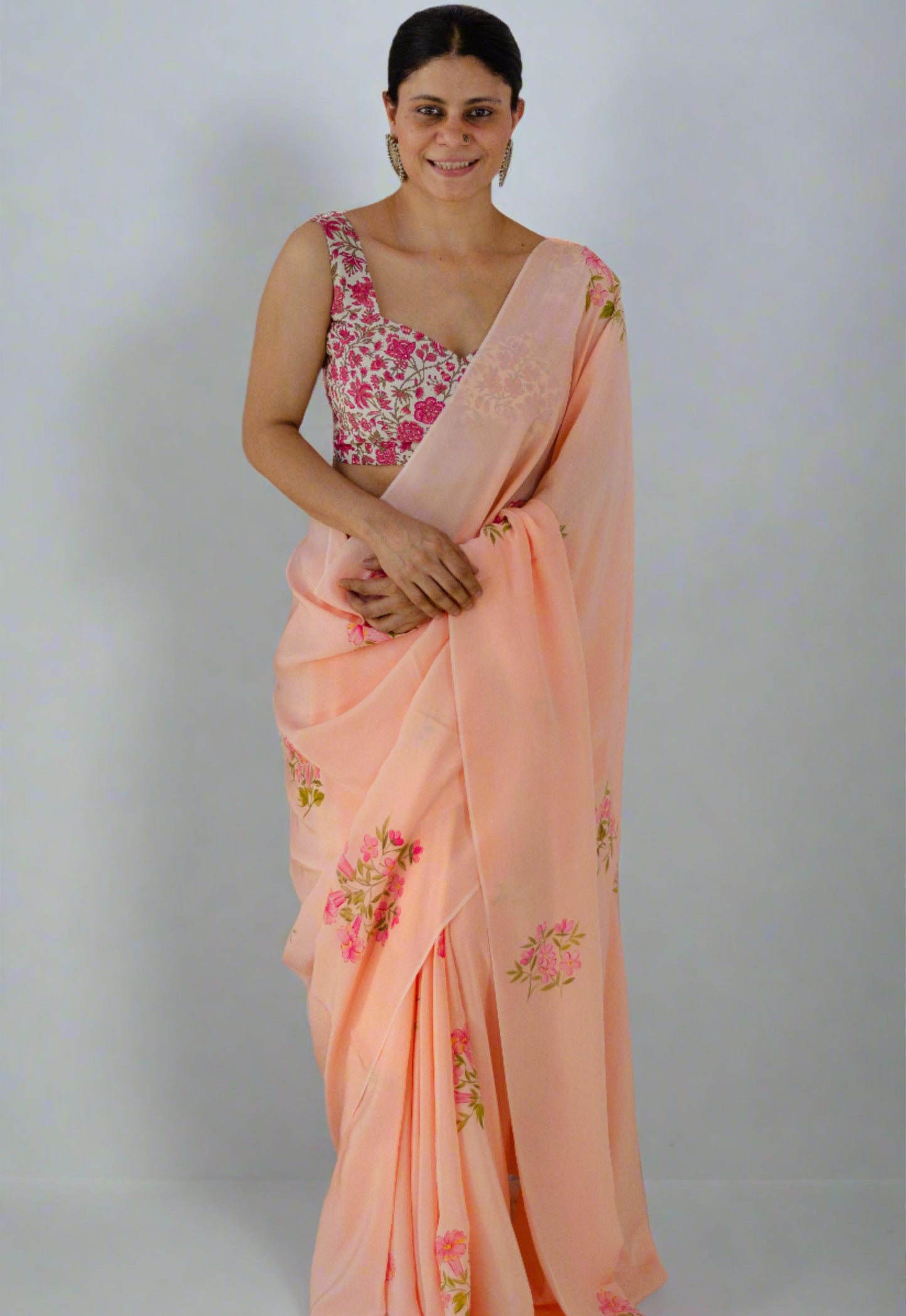 Hand Painted Crepe Silk Saree.