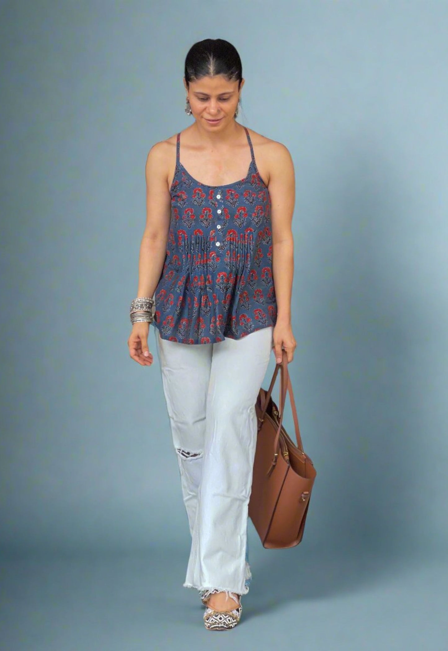Handblock Printed Ajrakh Top