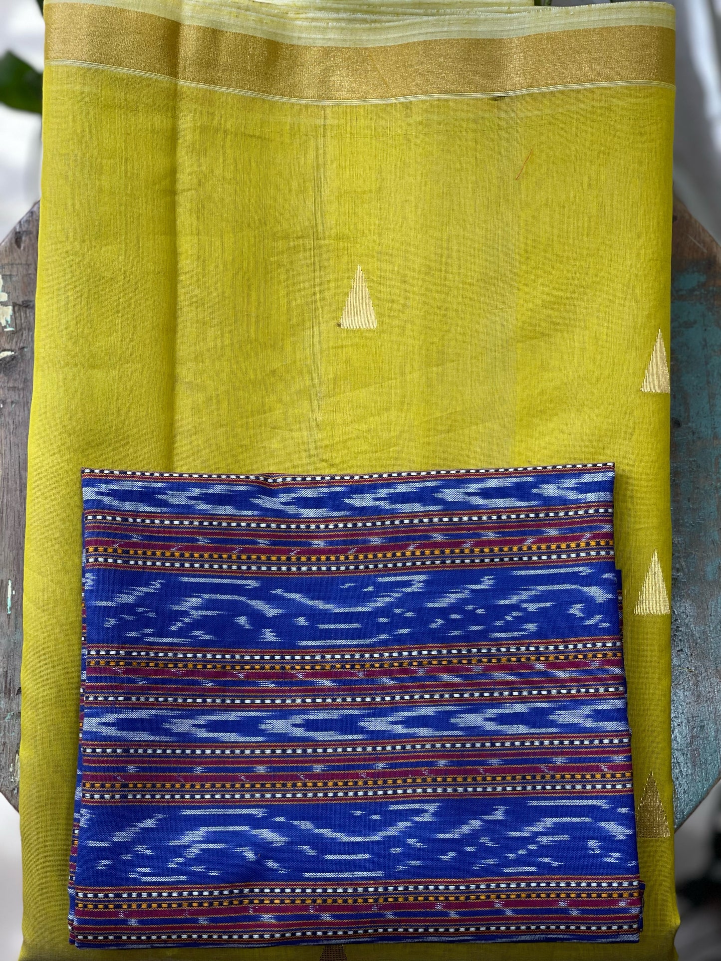 Handloom Cotton Silk Chanderi Saree With Woven Border With Motifs.