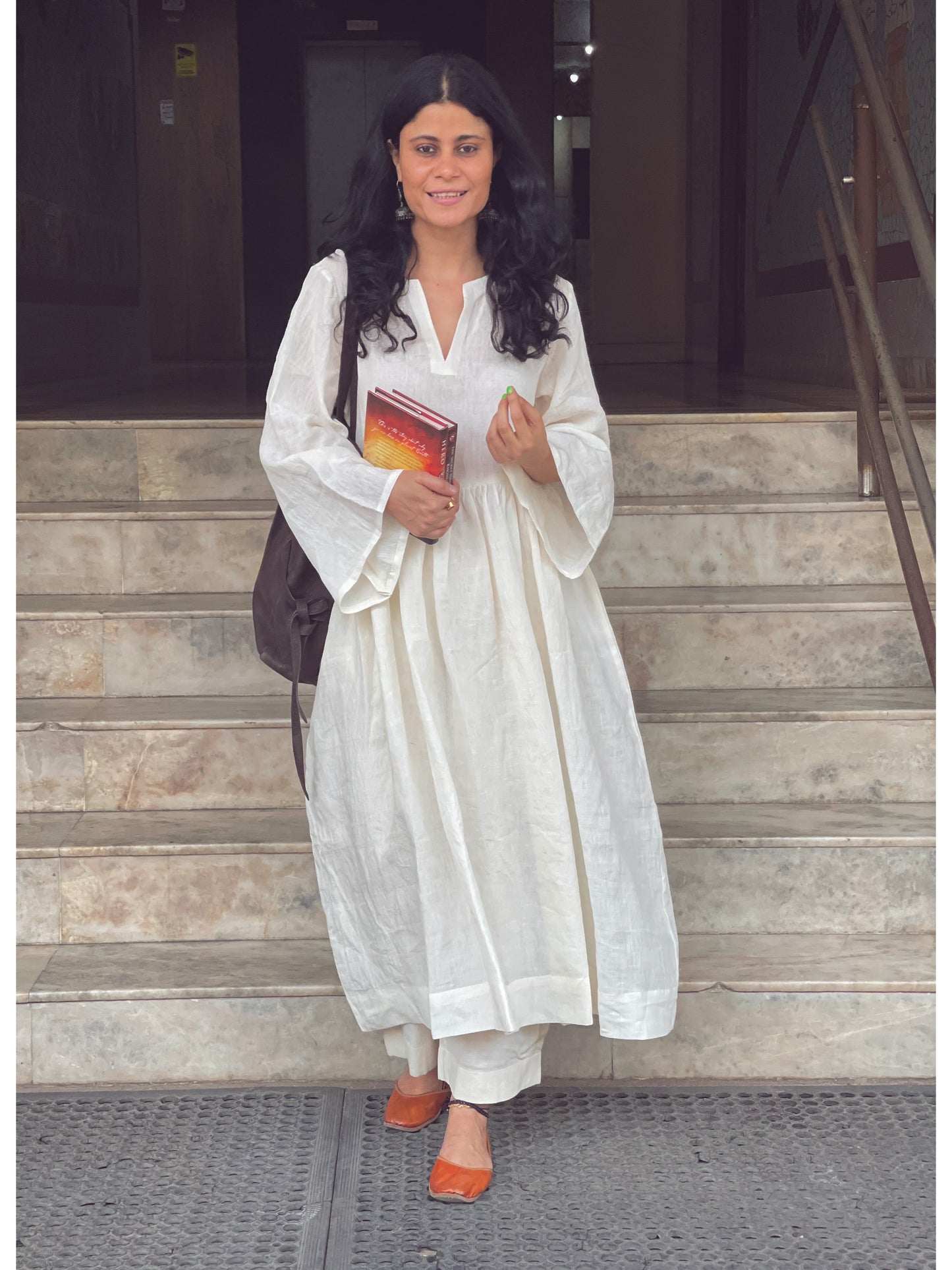 Handwoven Linen kalidar kurta