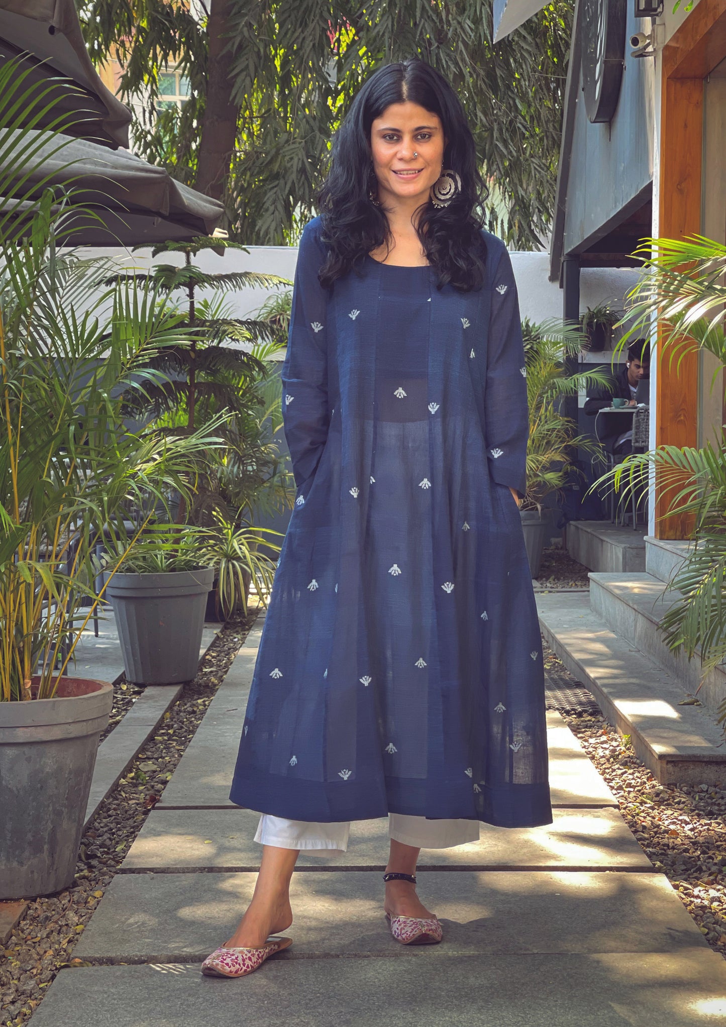 Handwoven jamdani kalidar kurta