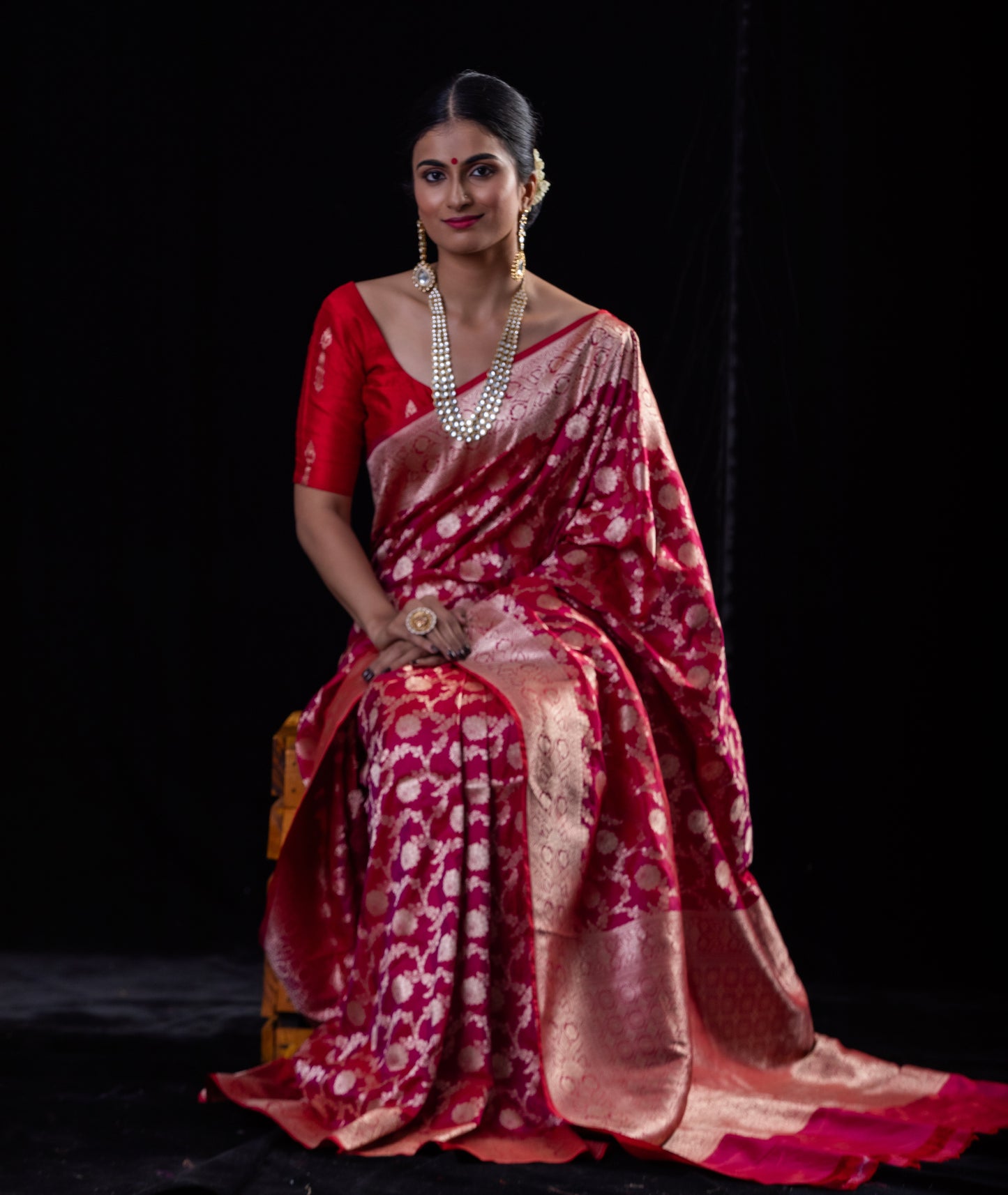 Rani Pink Colour Pure Handloom Cutwork Katan Silk Saree.