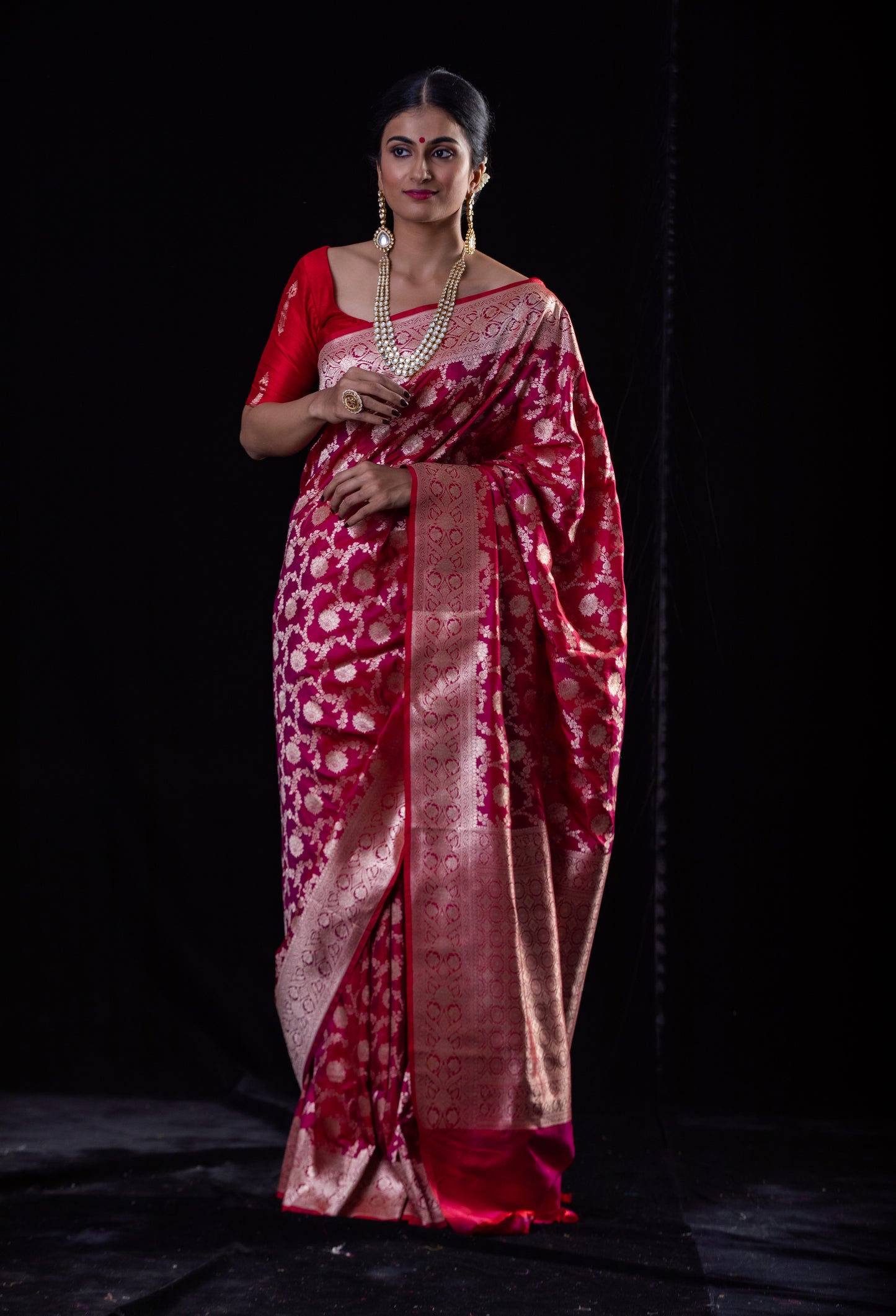 Rani Pink Colour Pure Handloom Cutwork Katan Silk Saree.