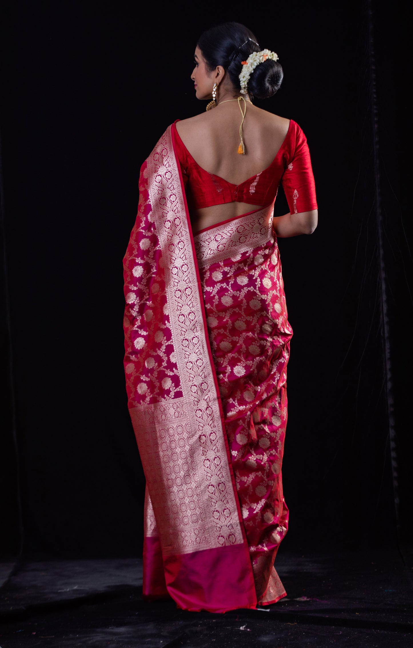 Rani Pink Colour Pure Handloom Cutwork Katan Silk Saree.