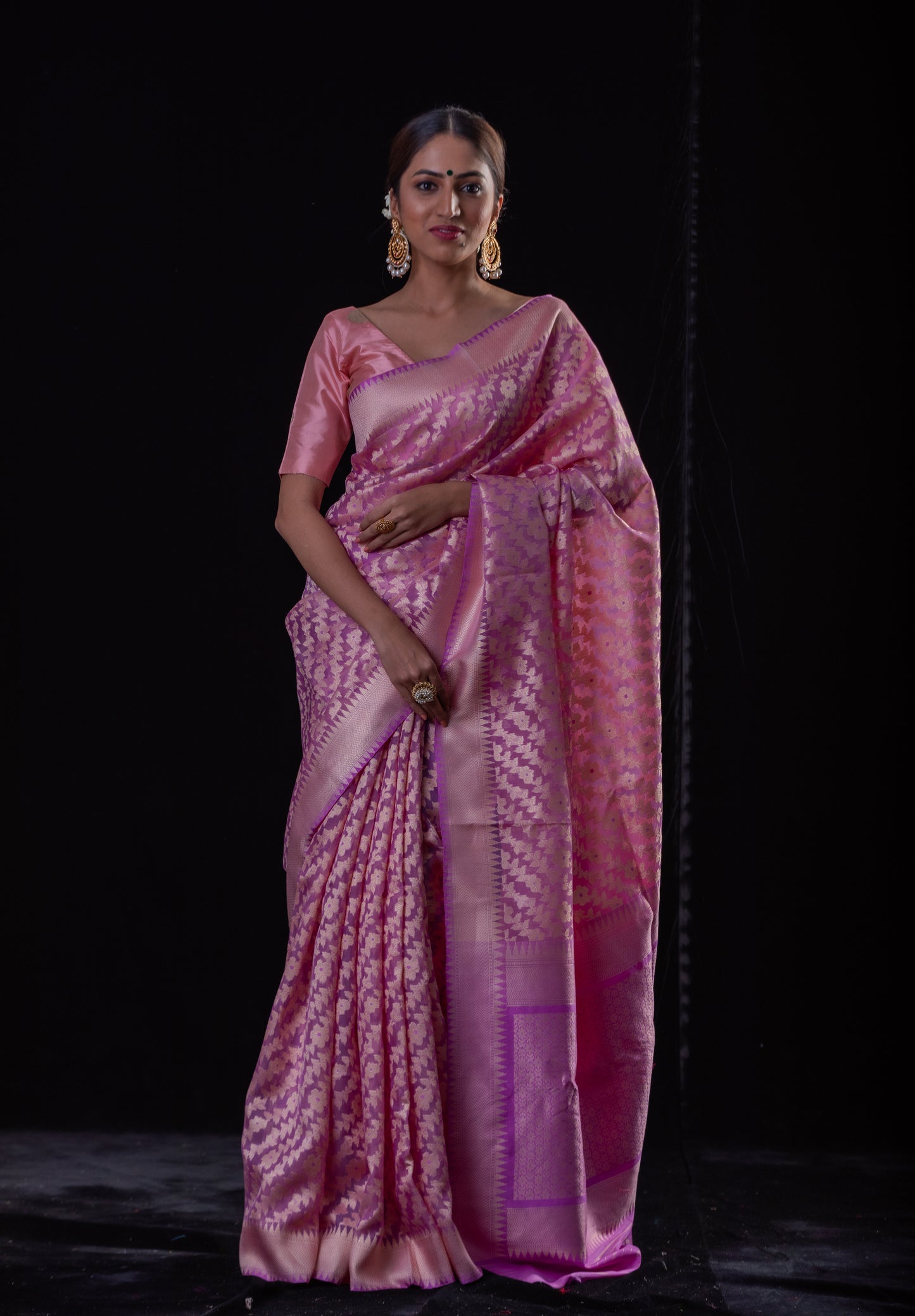 Light Purple Colour Pure Handloom Kora Silk Banarasi Saree