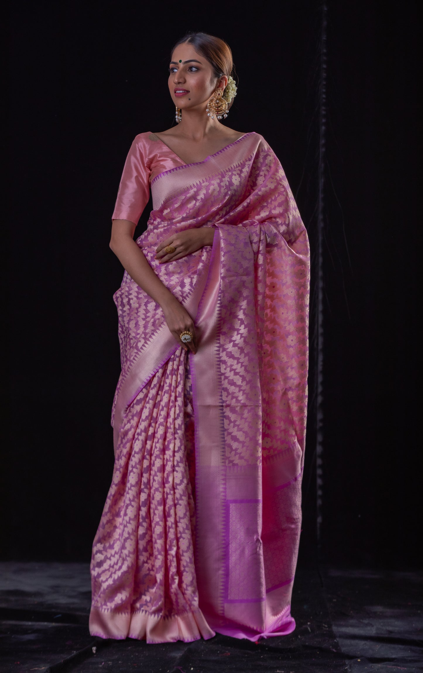 Light Purple Colour Pure Handloom Kora Silk Banarasi Saree