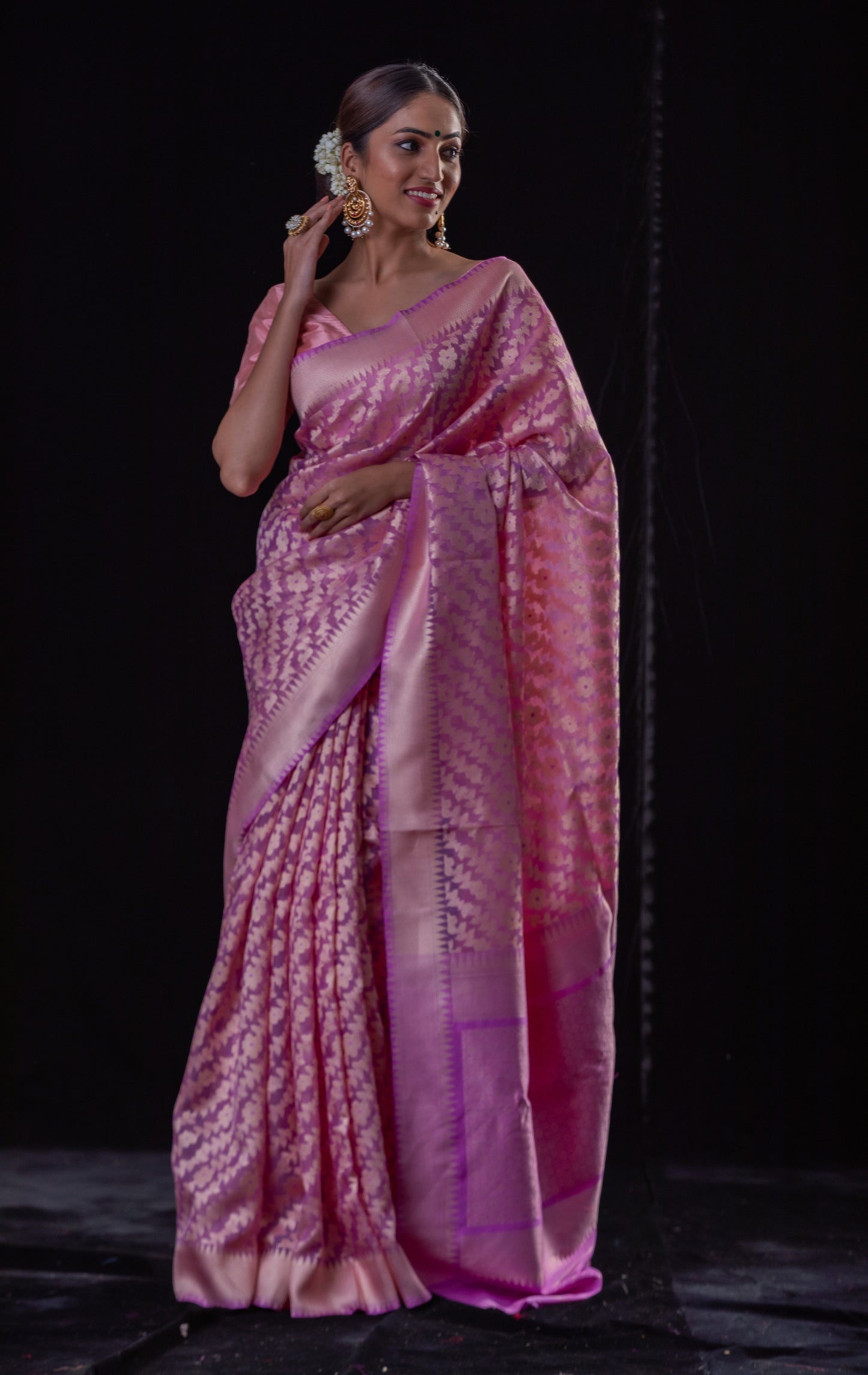 Light Purple Colour Pure Handloom Kora Silk Banarasi Saree