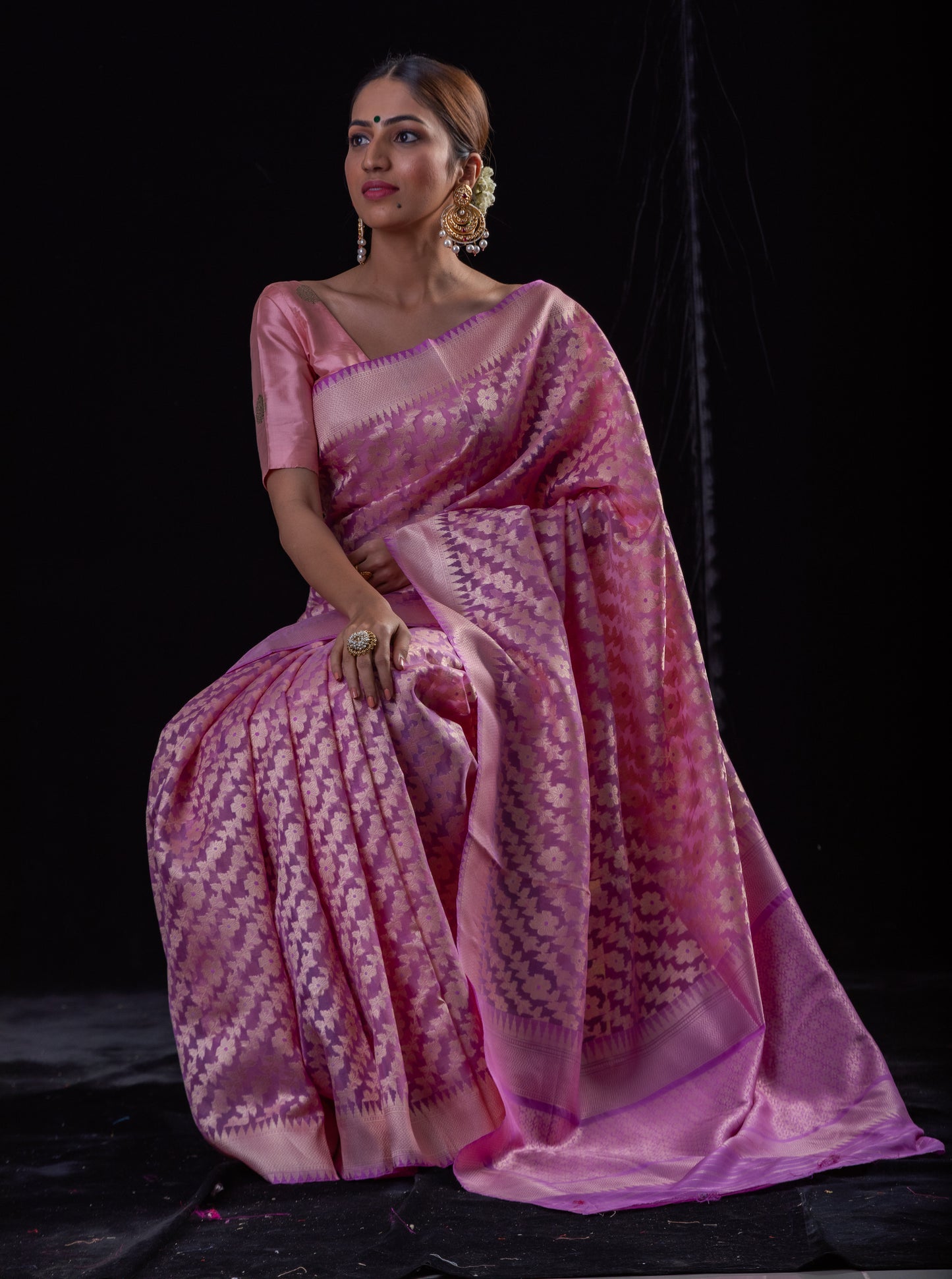 Light Purple Colour Pure Handloom Kora Silk Banarasi Saree