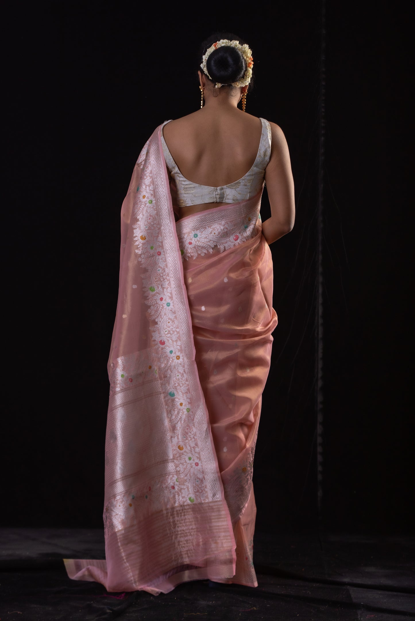 Light Pink Colour Pure Handwoven Kora Silk Kadwa Meenakari Banarasi Saree