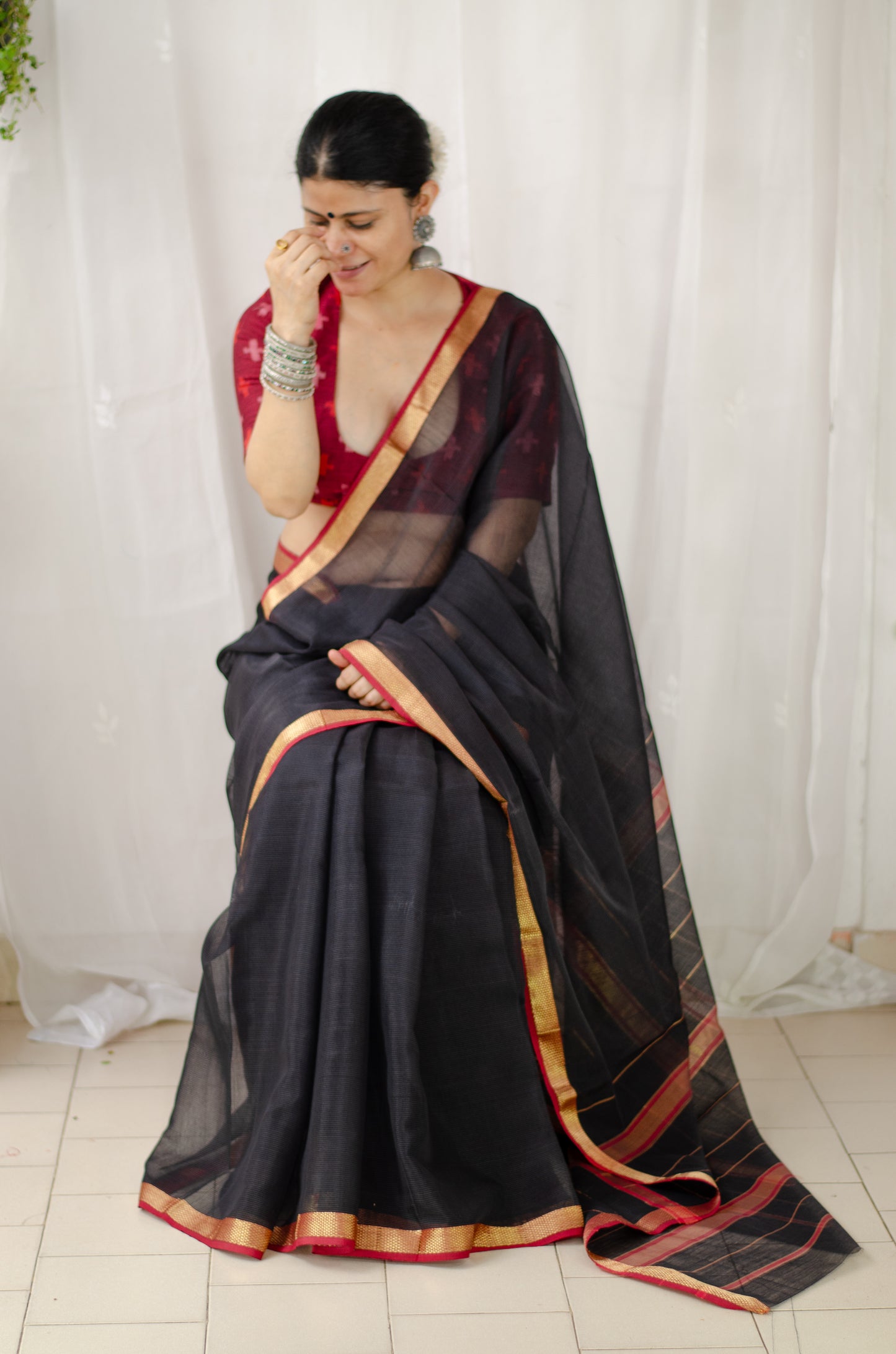 Handloom Cotton Silk Chanderi Saree With Woven Border