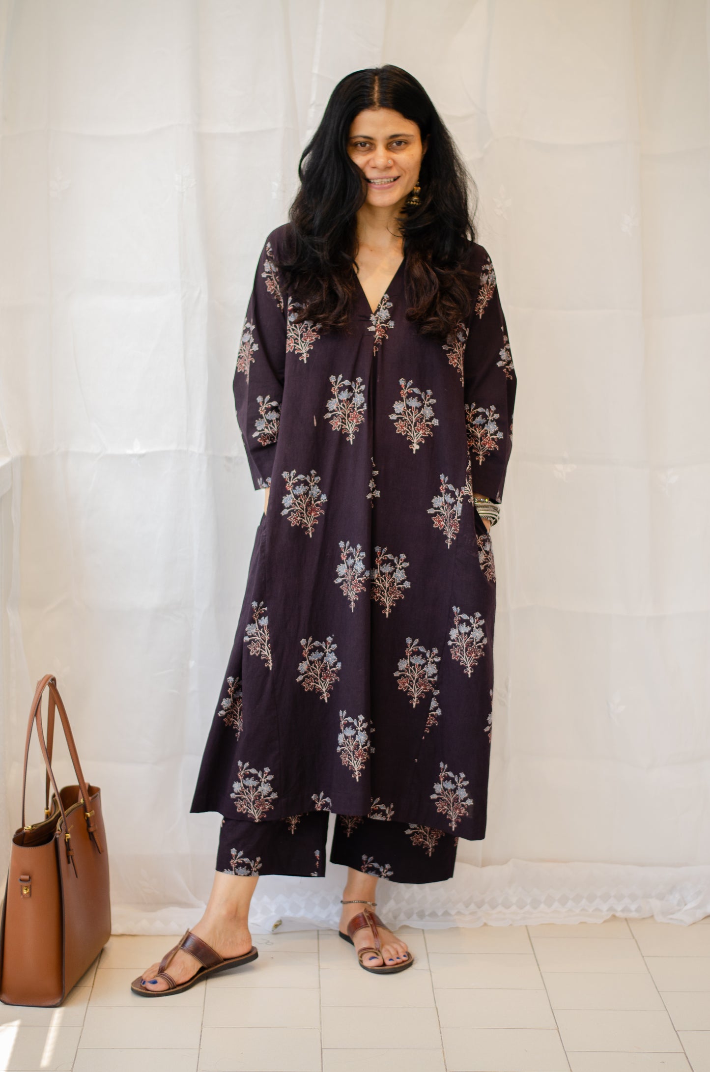 Cotton Handblock Printed Natural Dyed Ajrakh Kurta