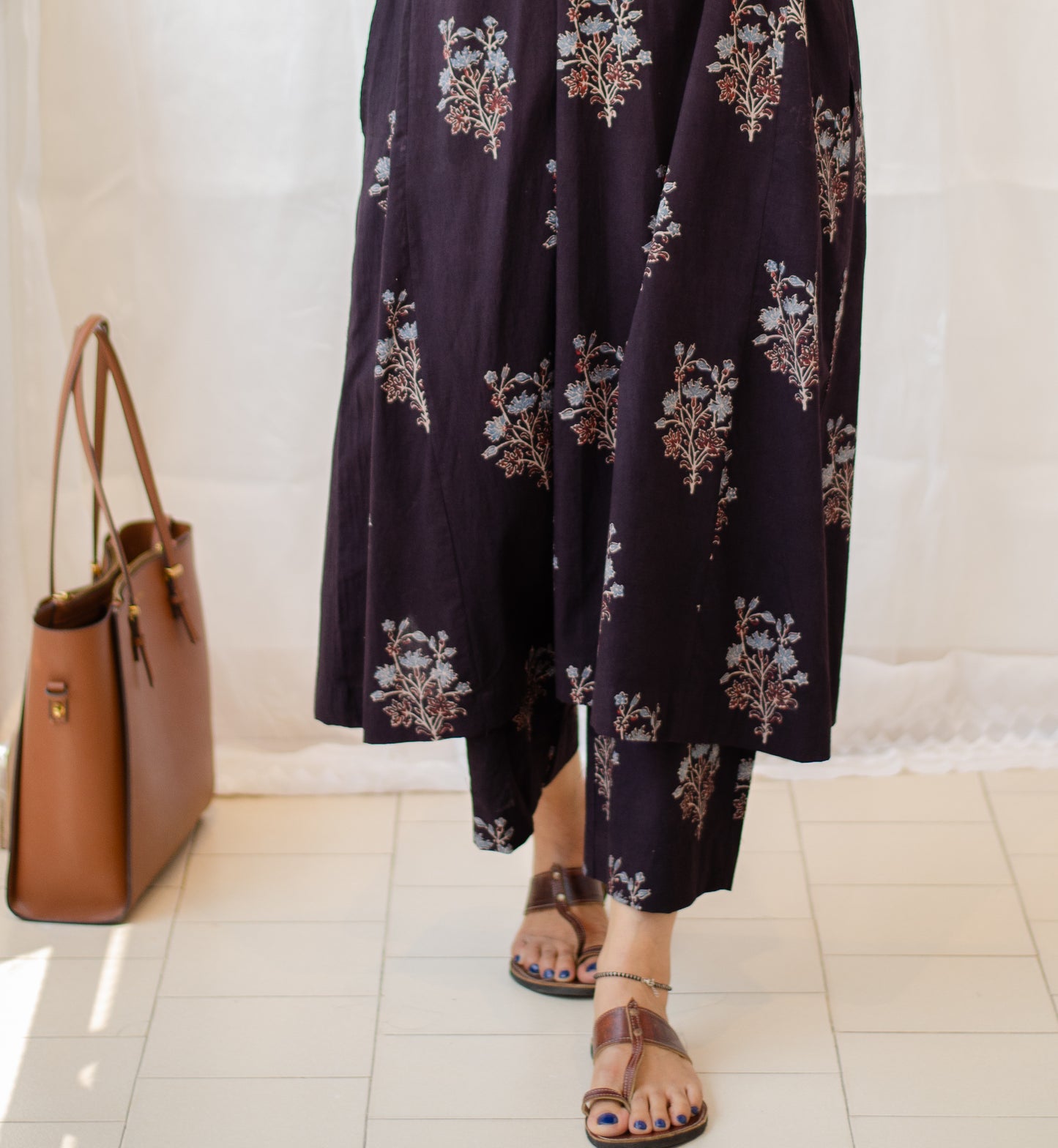 Cotton Handblock Printed Natural Dyed Ajrakh Pant.