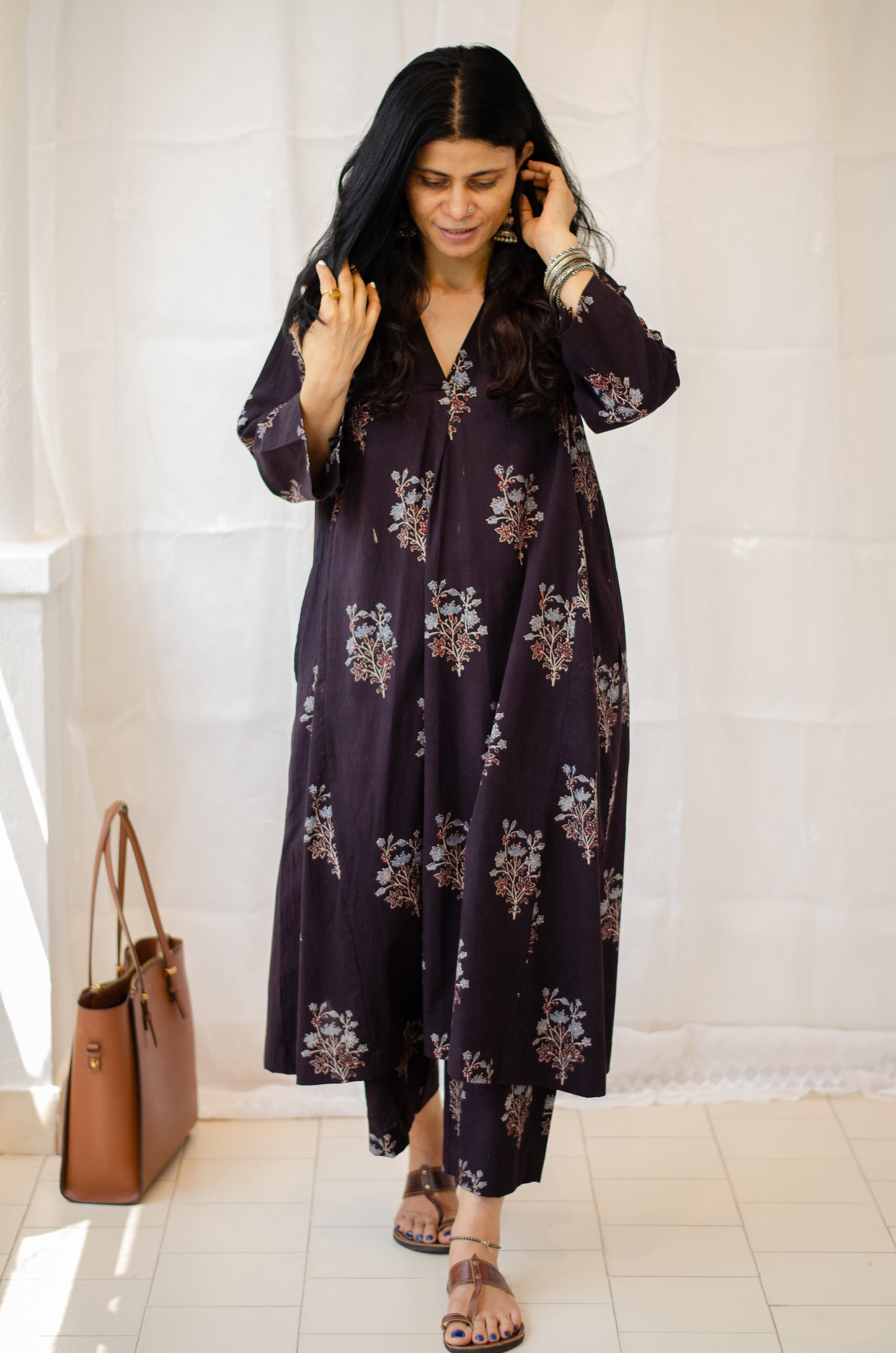 Cotton Handblock Printed Natural Dyed Ajrakh Kurta