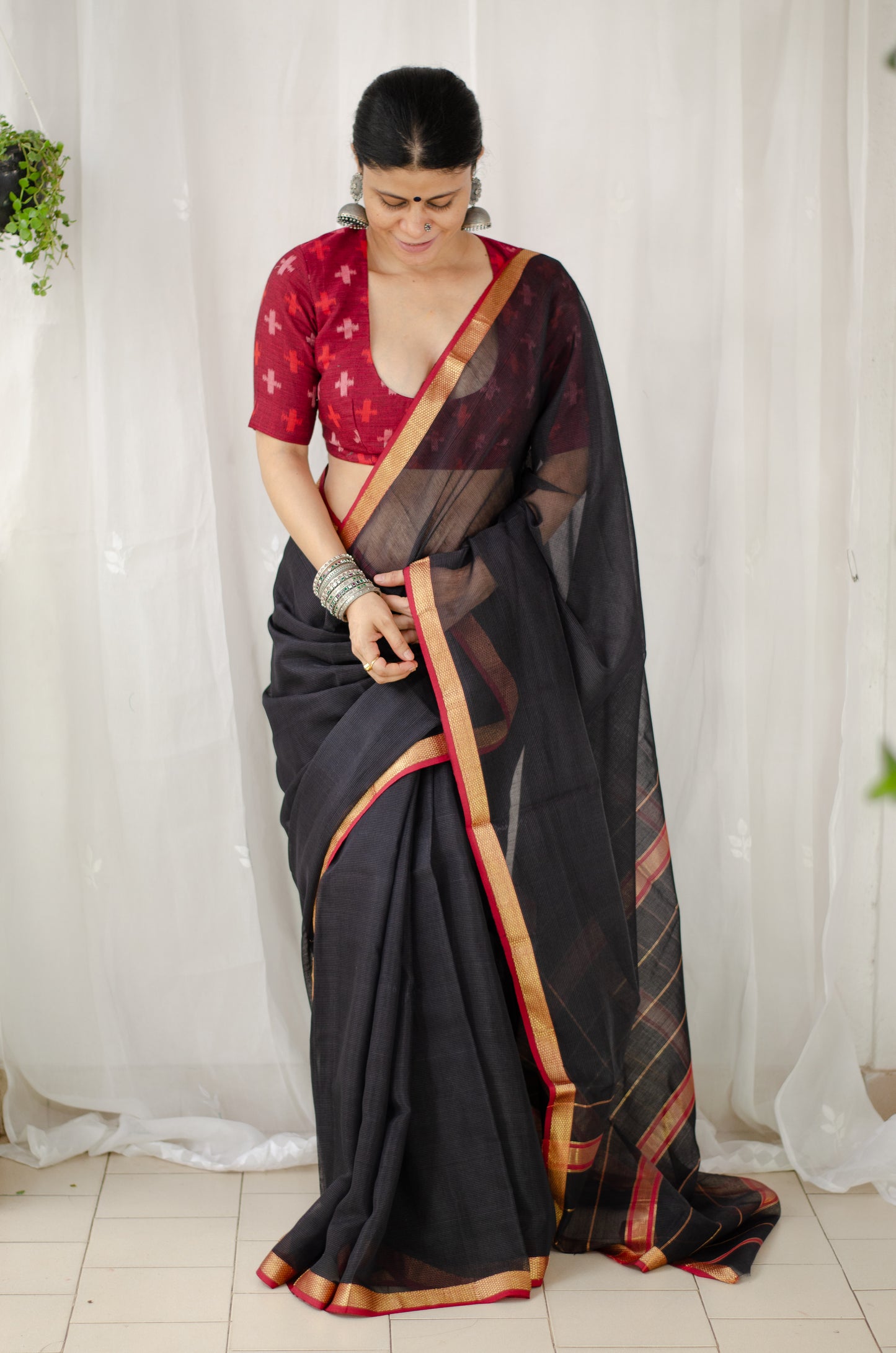 Handloom Cotton Silk Chanderi Saree With Woven Border