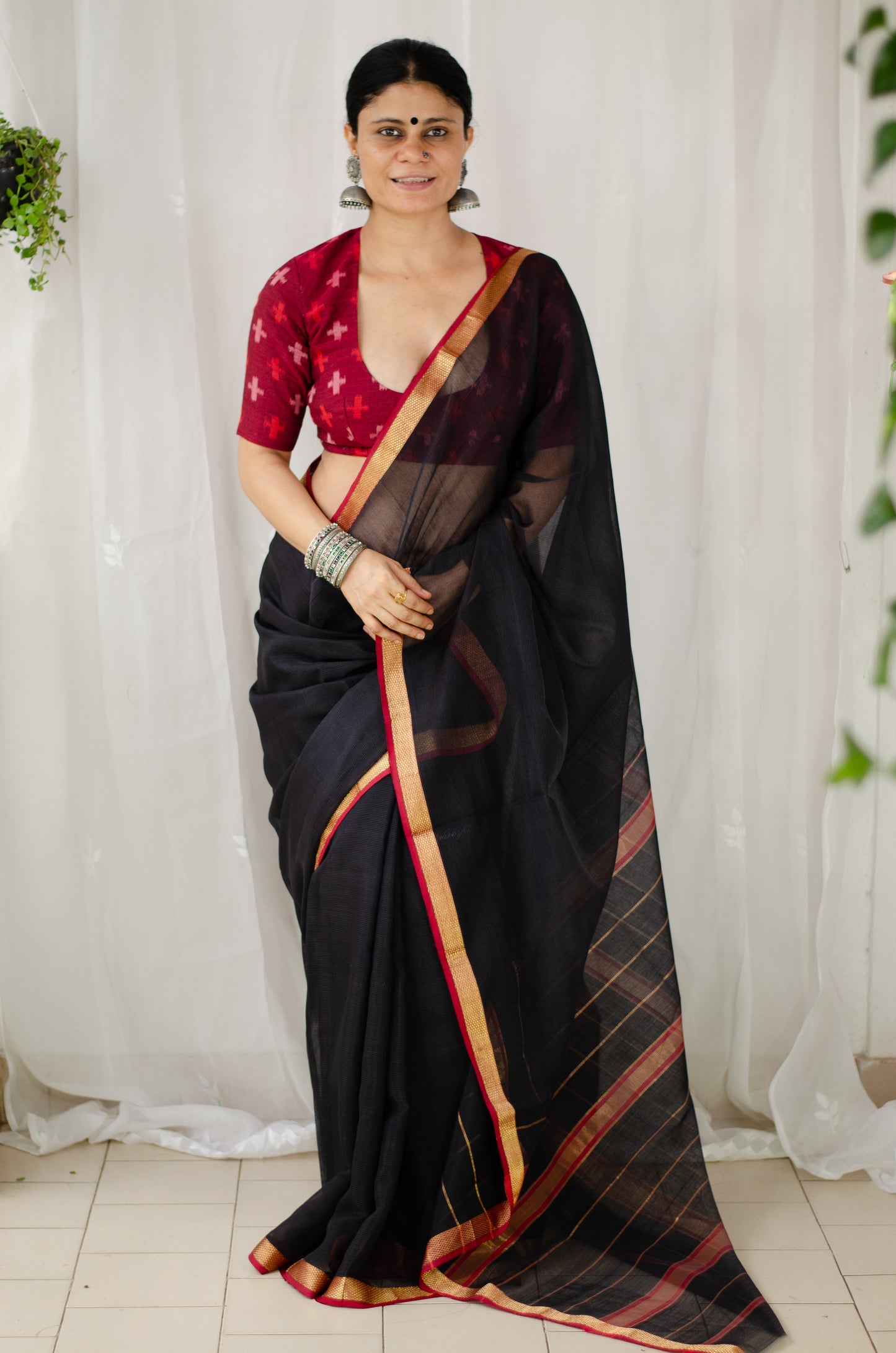 Handloom Cotton Silk Chanderi Saree With Woven Border