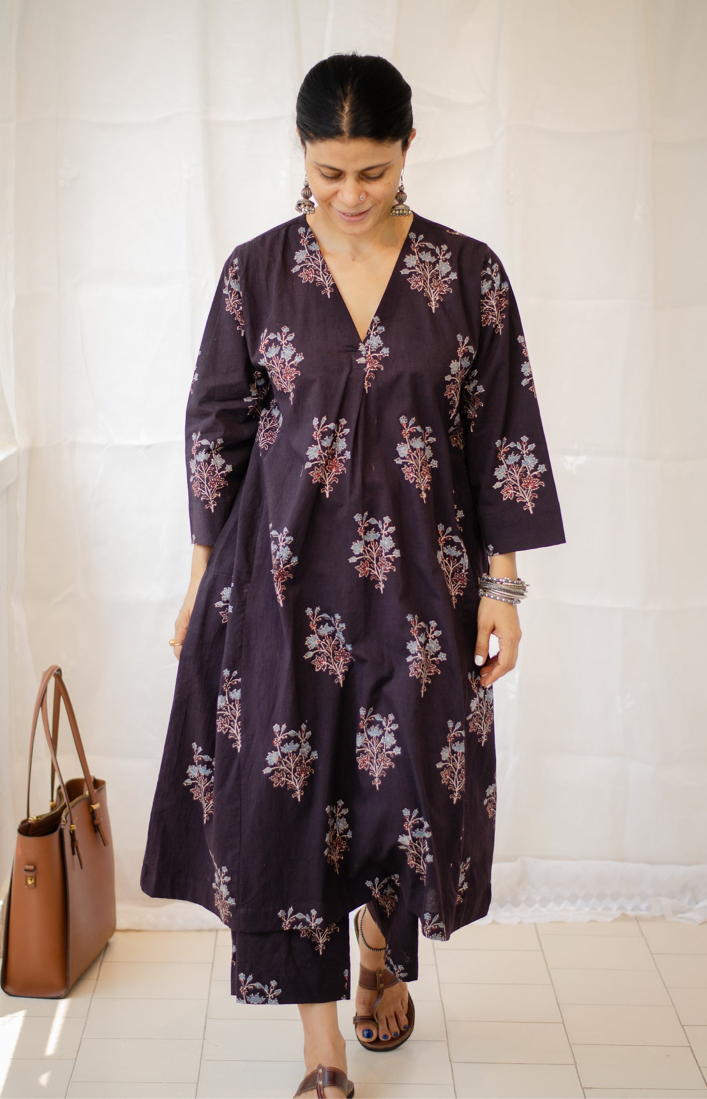 Cotton Handblock Printed Natural Dyed Ajrakh Kurta