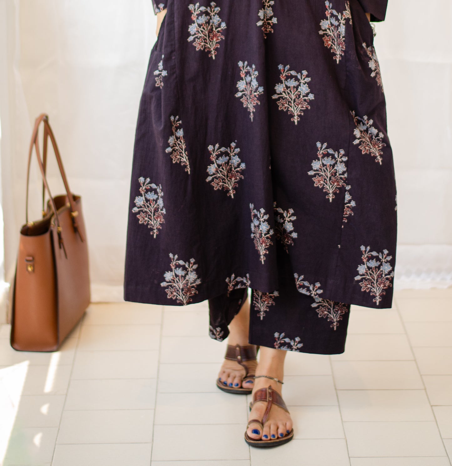 Cotton Handblock Printed Natural Dyed Ajrakh Pant.
