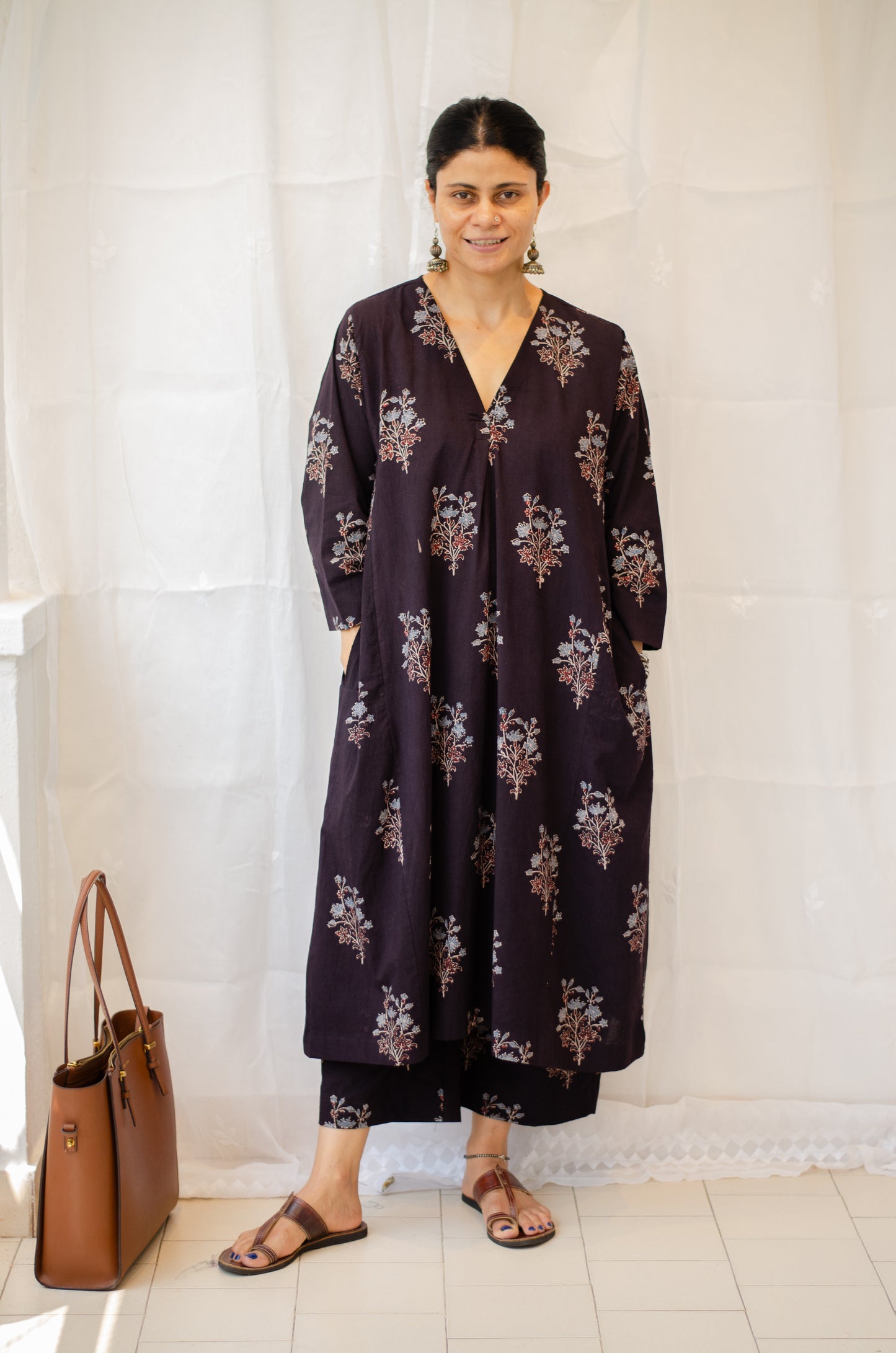 Cotton Handblock Printed Natural Dyed Ajrakh Kurta