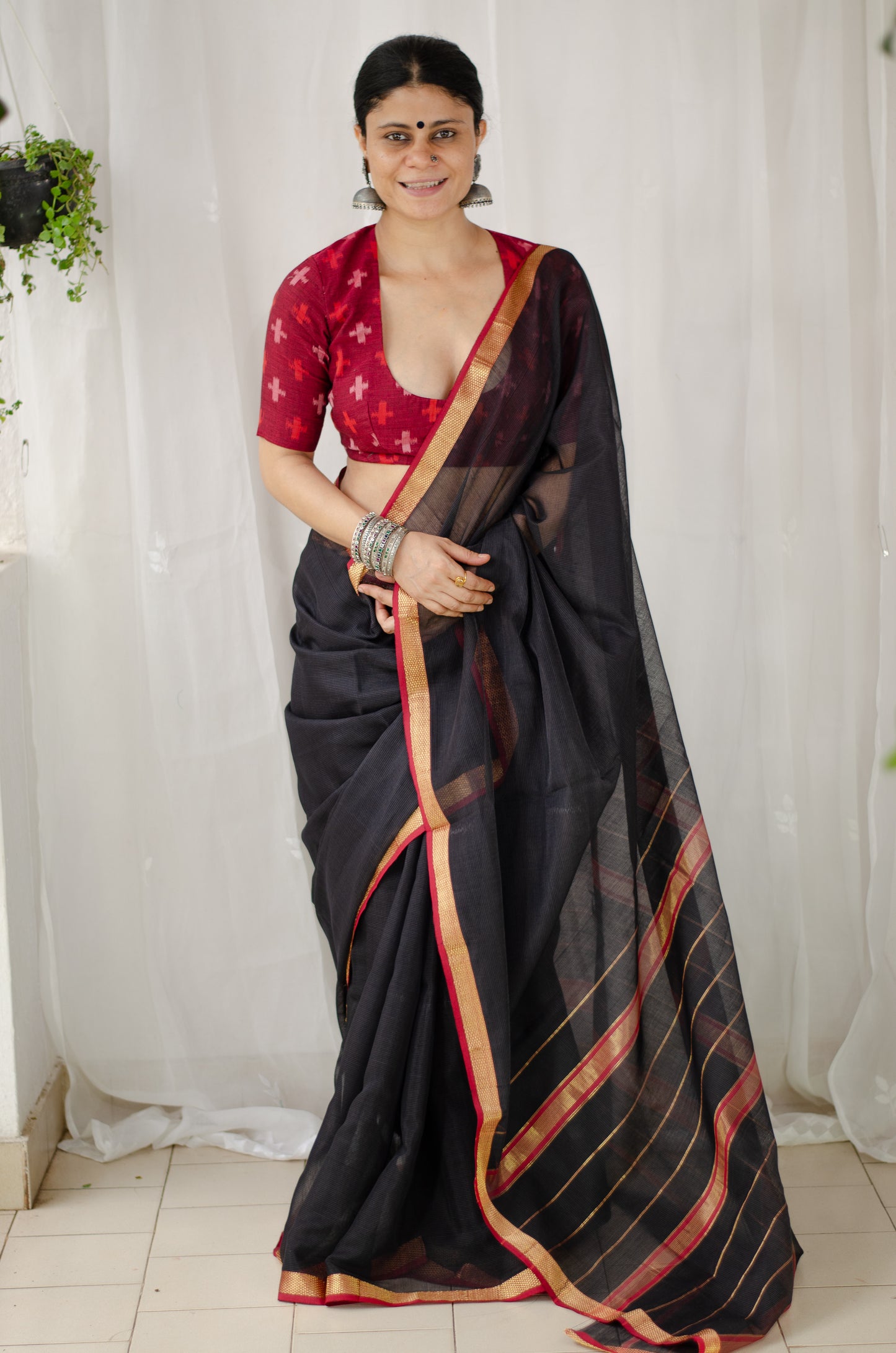 Handloom Cotton Silk Chanderi Saree With Woven Border
