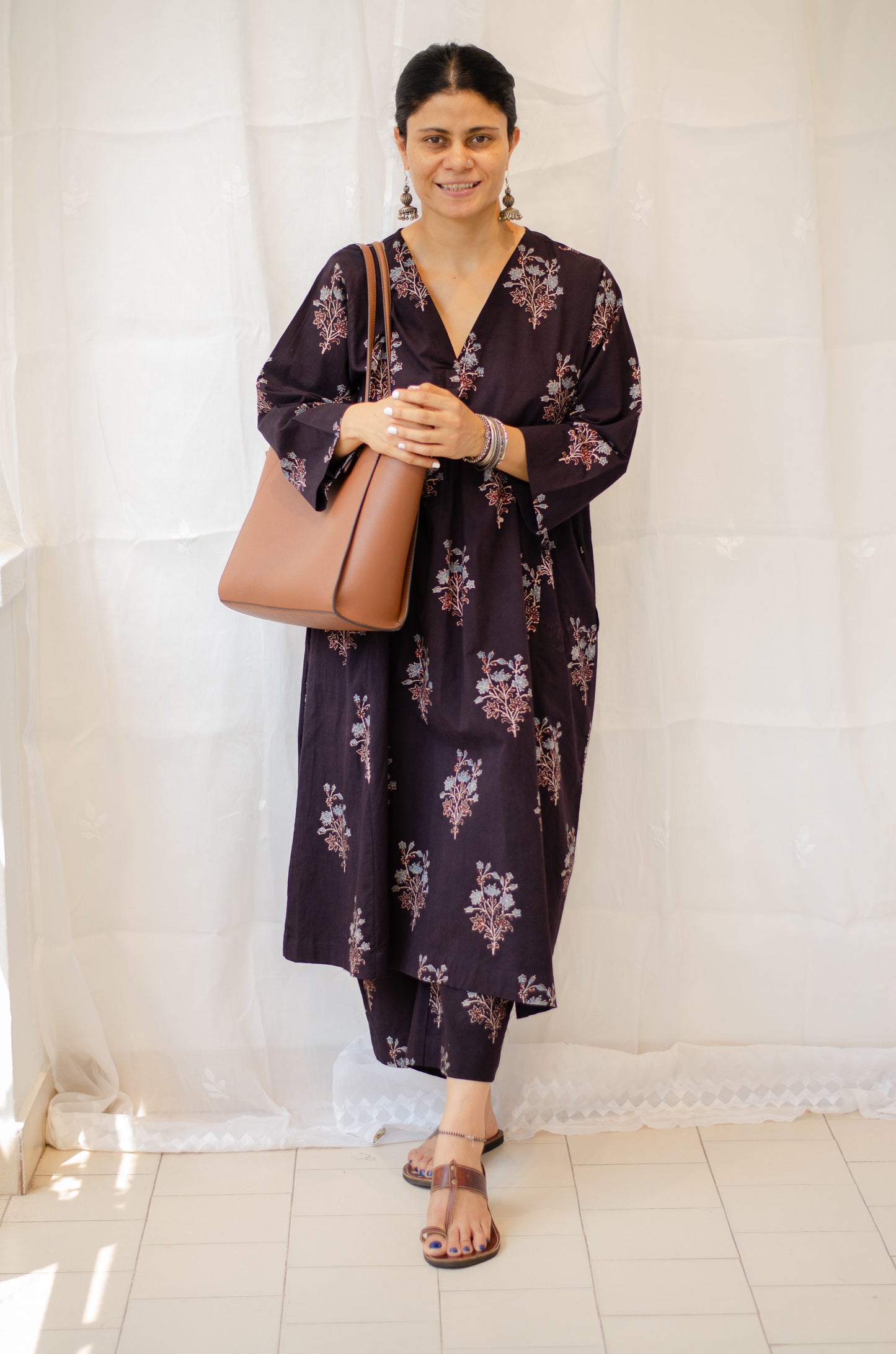 Cotton Handblock Printed Natural Dyed Ajrakh Kurta