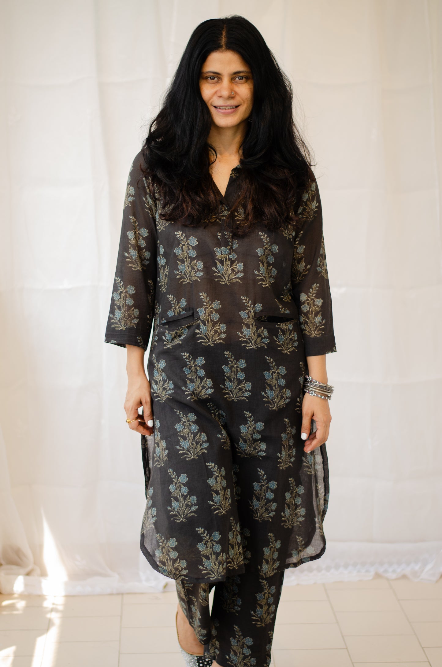 Cotton Handblock Printed Natural Dyed Ajrakh Kurta