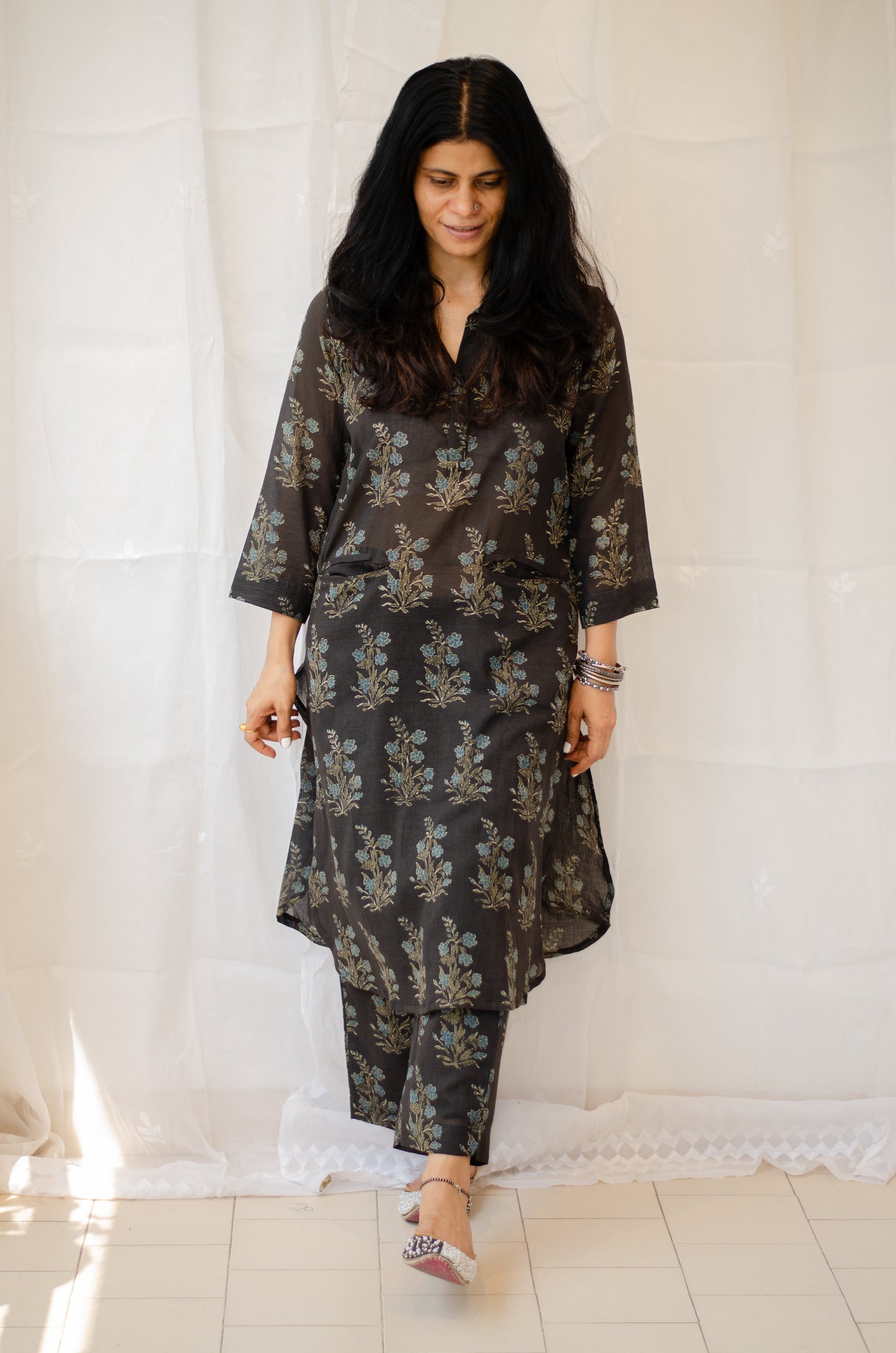 Cotton Handblock Printed Natural Dyed Ajrakh Kurta