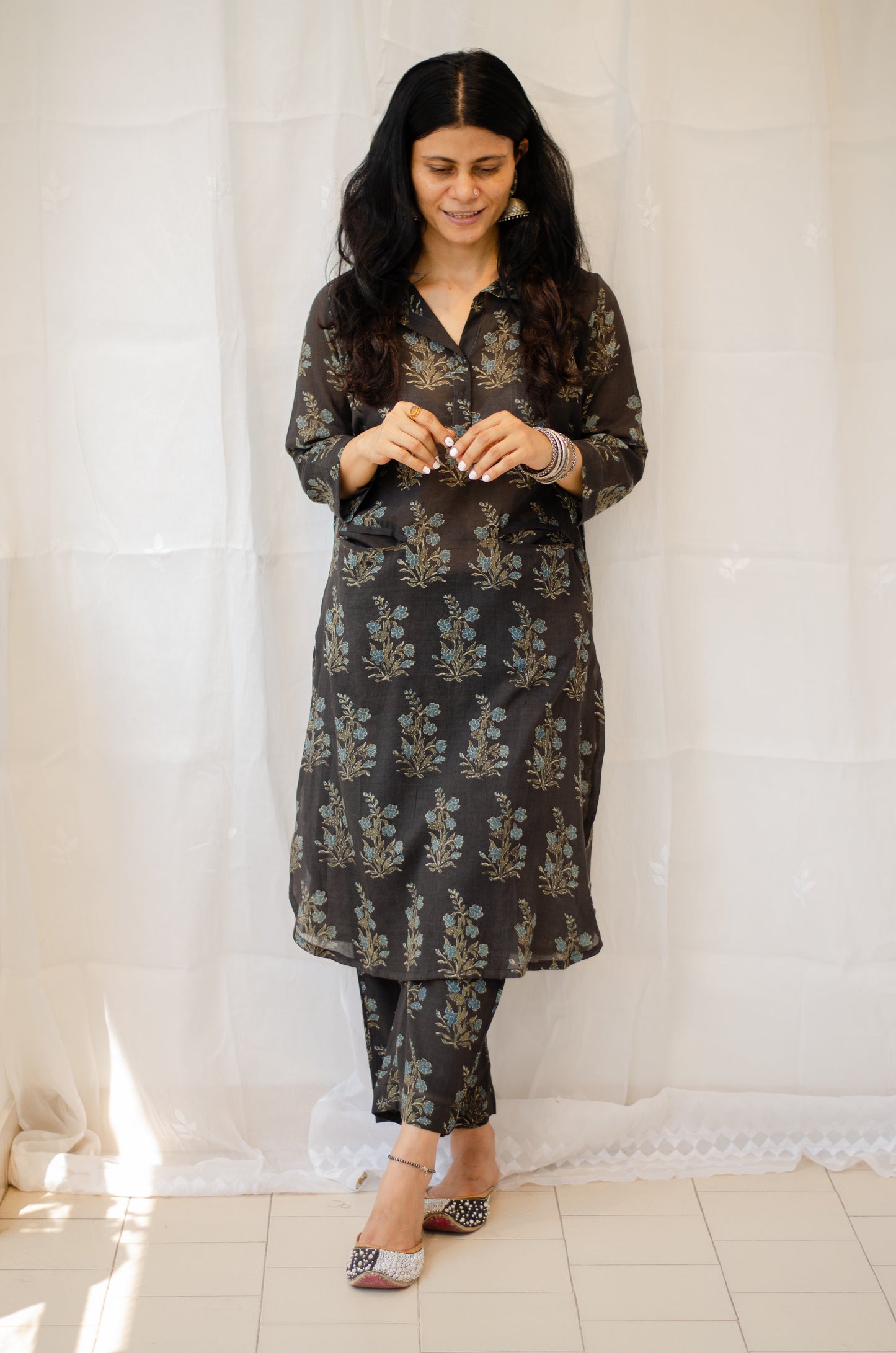 Cotton Handblock Printed Natural Dyed Ajrakh Kurta