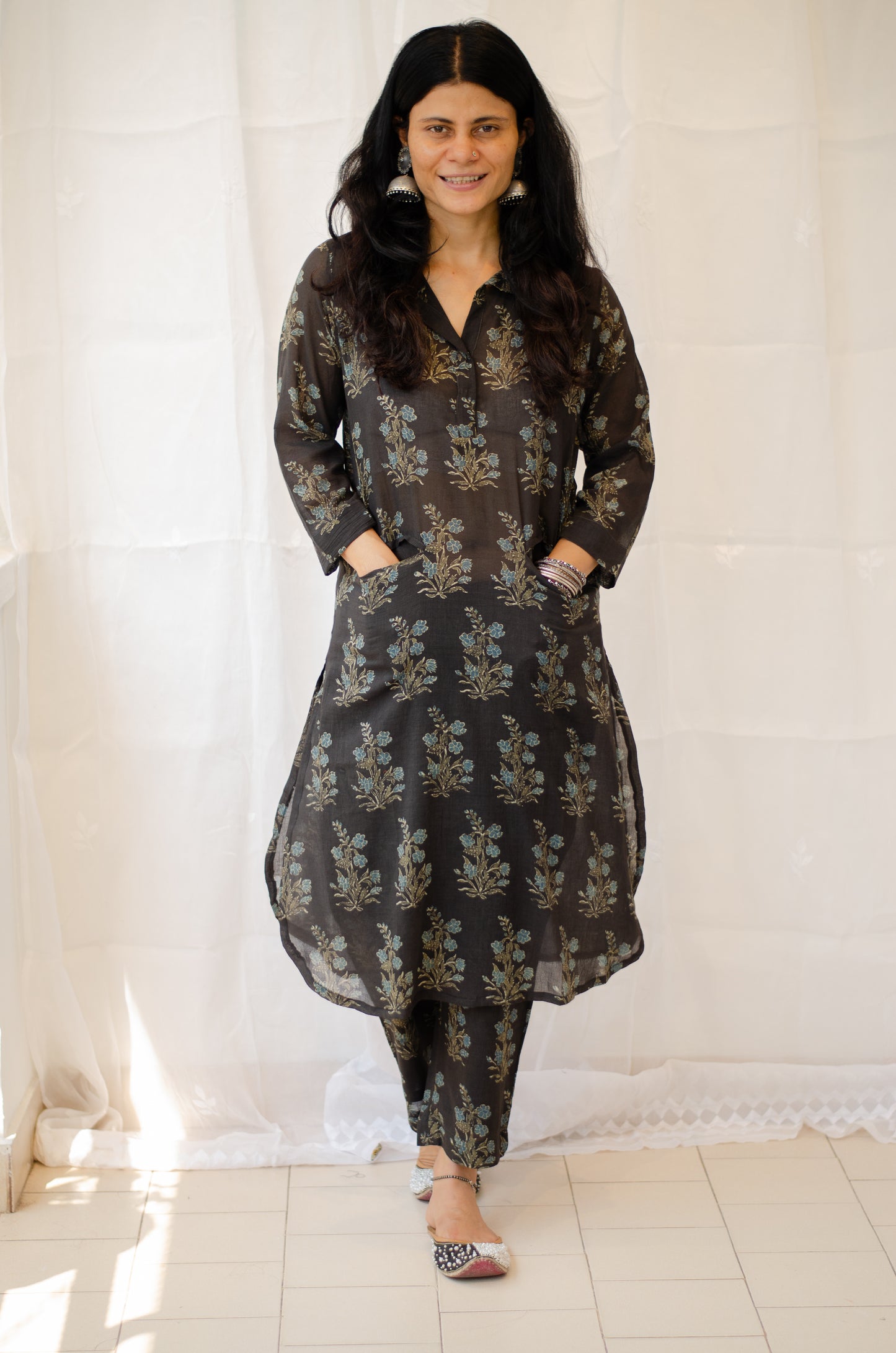 Cotton Handblock Printed Natural Dyed Ajrakh Kurta