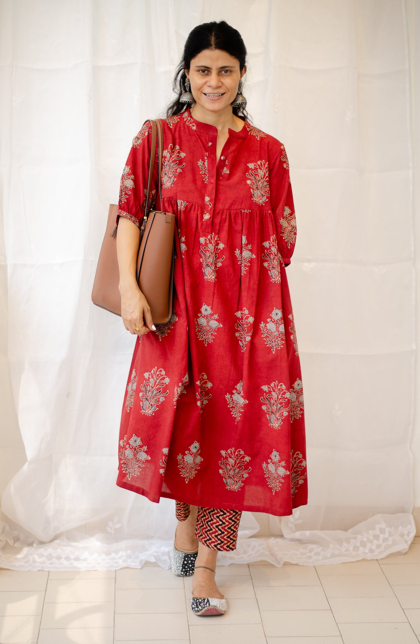 Cotton Handblock Printed Natural Dyed Ajrakh Kurta