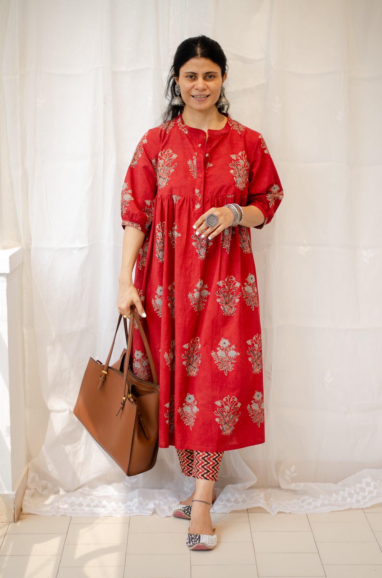 Cotton Handblock Printed Natural Dyed Ajrakh Kurta